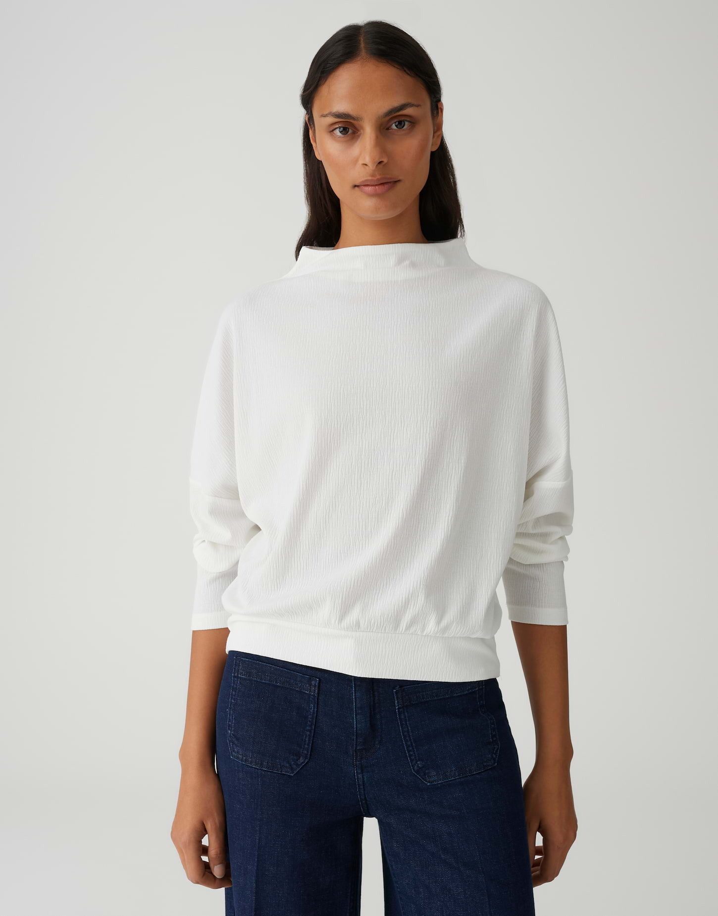 OPUS Langarmshirt SIFRESH mit dezenter Struktur Lockere Passform, schmal zulaufender Schnitt, langer Fledermausärmel