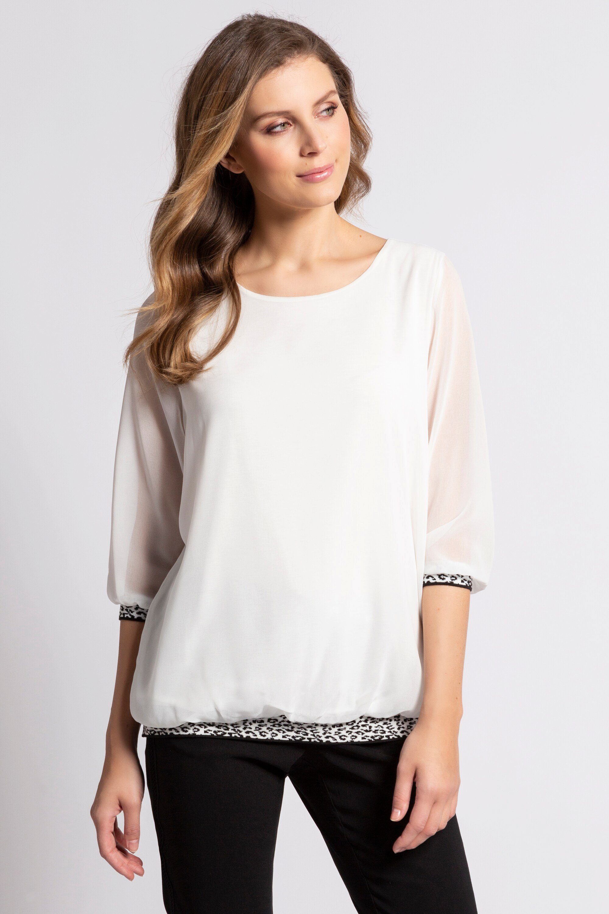 Gina Laura Longbluse Bluse Chiffon Leo-Bündchen Jerseyfutter