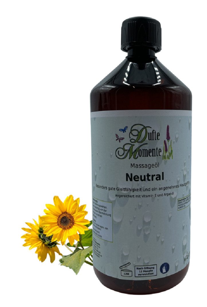 Dufte Momente Massageöl Neutral 250ml - 3 L, hochwertige Pflanzenöle als Basis, vegan und ohne Tierversuche