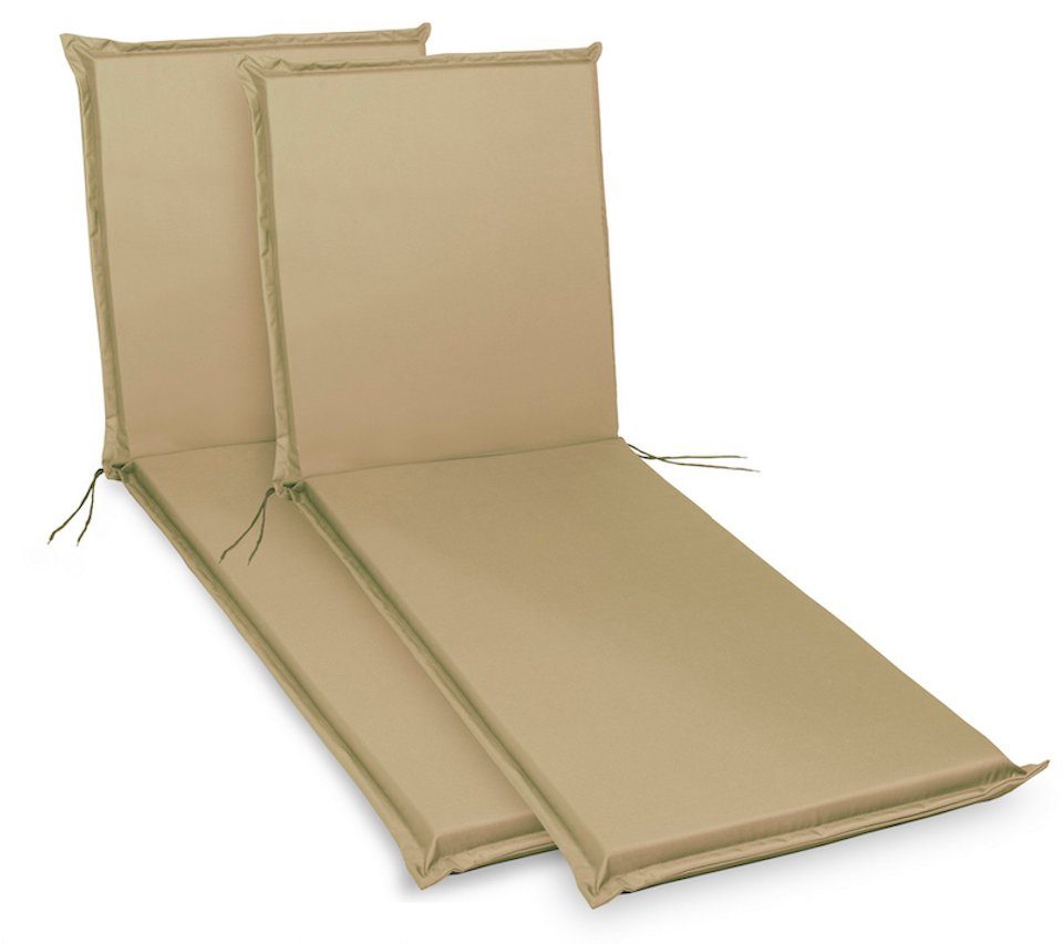 sunnypillow Liegenauflage 190 x 60 cm, 2 Stück Beige