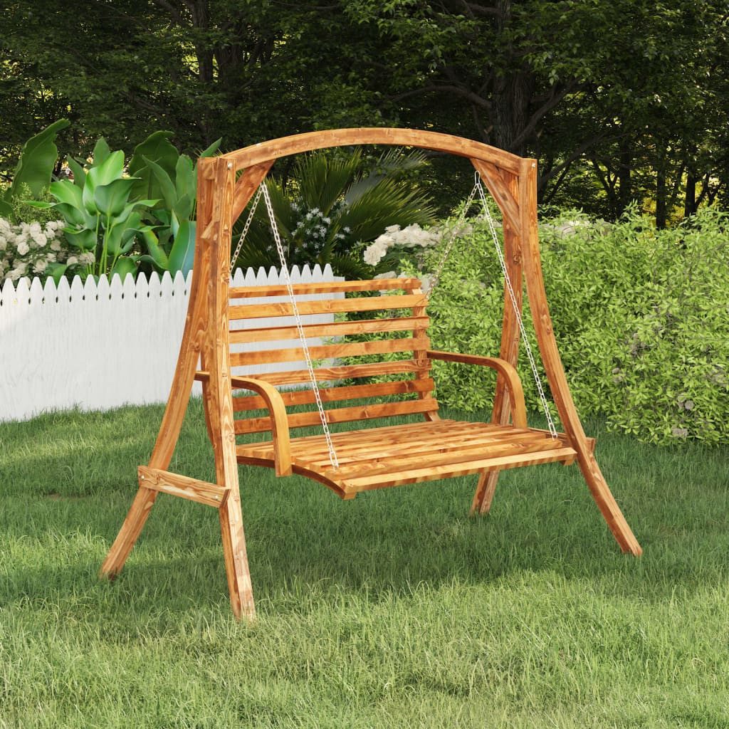 vidaXL Hollywoodschaukel Schaukelbank Bugholz Massiv mit Teak-Finish 91x130x58 cm Holz