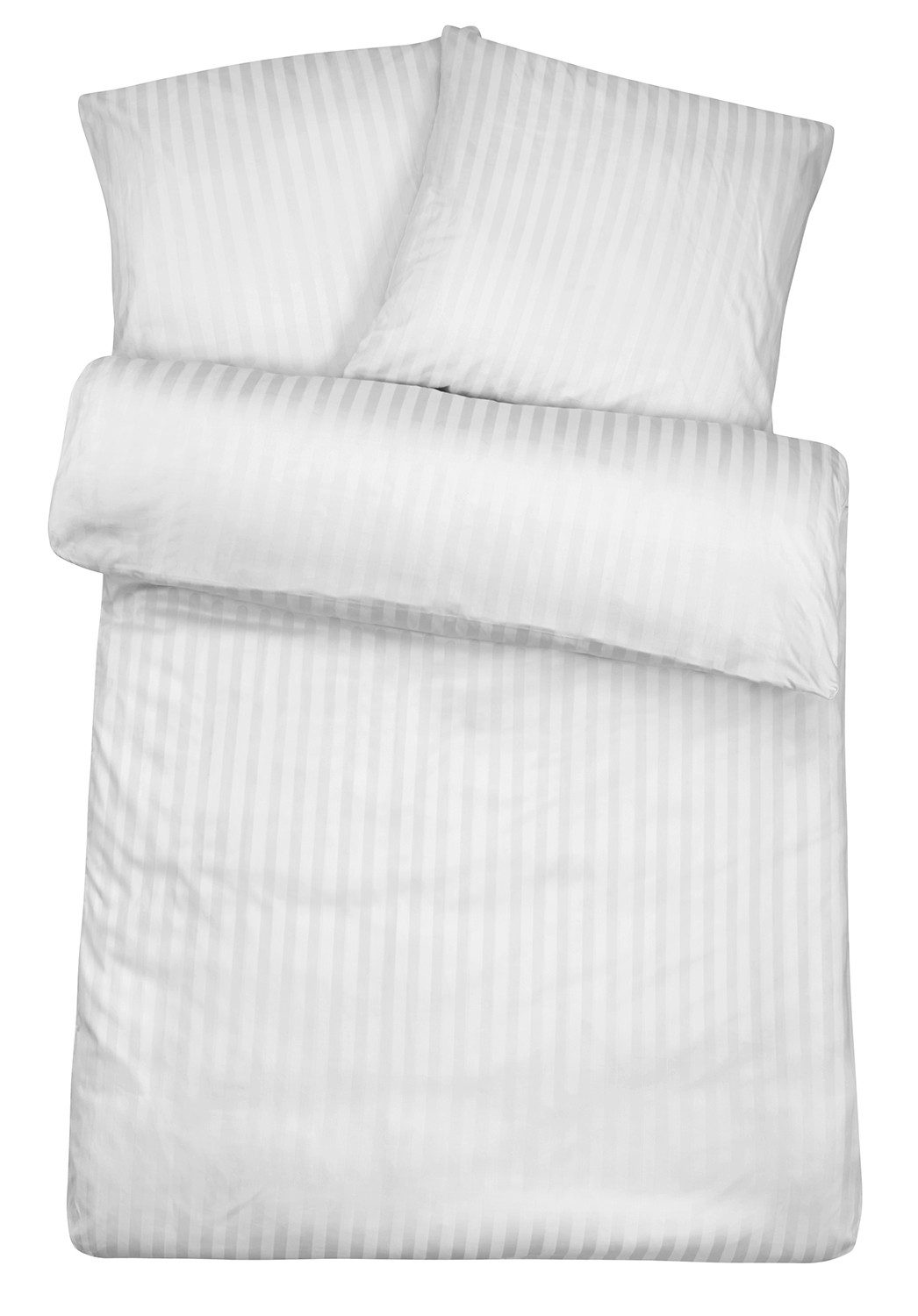 Carpe Sonno Bettwäsche 135x200 Damast Baumwolle Bettbezug Hotel Bettwäsche Set gestreift, Damast, 2 teilig, Damast Bettwäsche 155x220 Streifen Bettwäsche Weiß