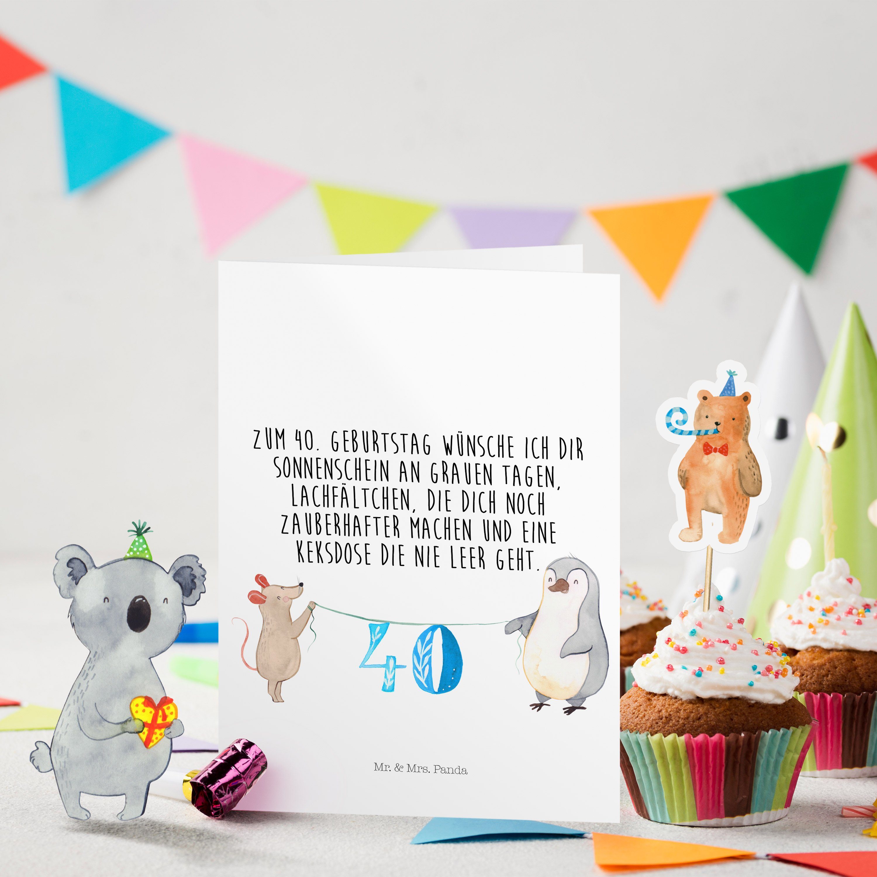 Kuchen, Geschenk, - Weiß Panda Pinguin Geburtstagskar Geburtstag 40. Geburtstagskarten - & Maus Mrs. Mr.