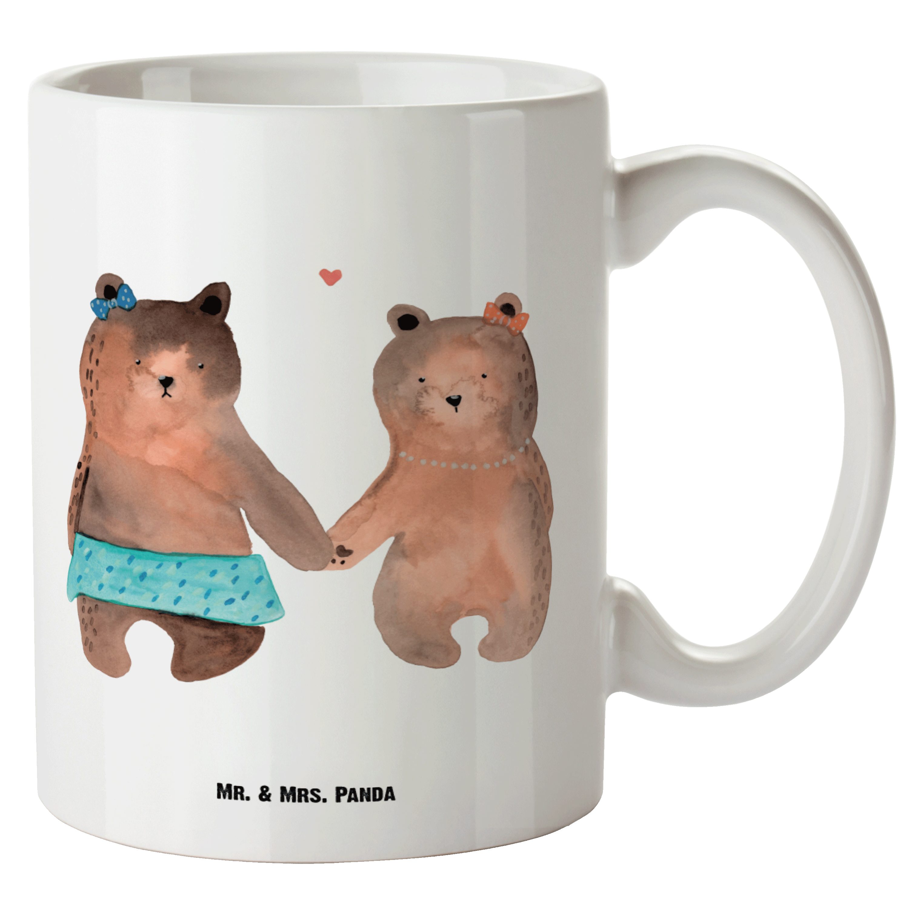 Mr. & Mrs. Weiß Becher, Keramik - Geschenk, Kaffeetasse, Tasse Freundin XL Tee, Bär Grosse XL XL Tasse - Panda