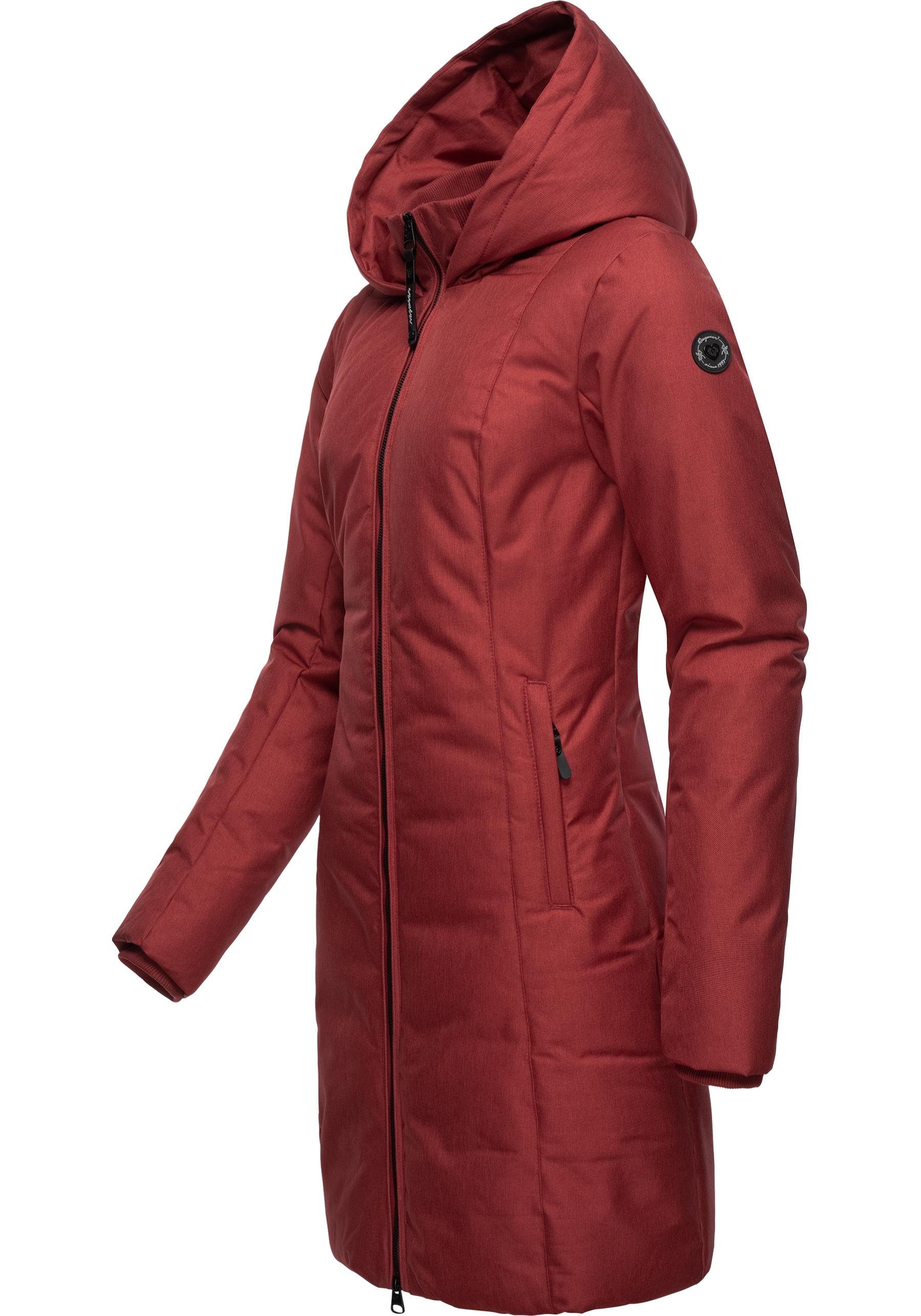 Kapuze Wintermantel Winterparka weinrot Amarri Ragwear stylischer großer mit