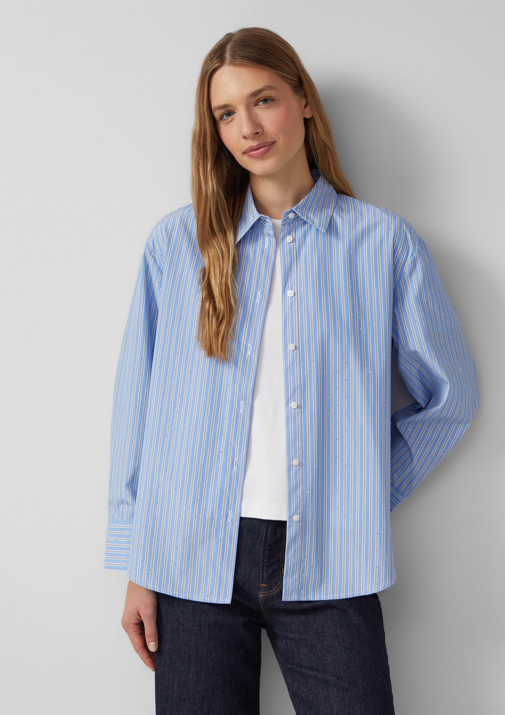 s.Oliver Langarmbluse Bluse Hemdbluse im Relaxed Fit mit Streifen und Schmu günstig online kaufen