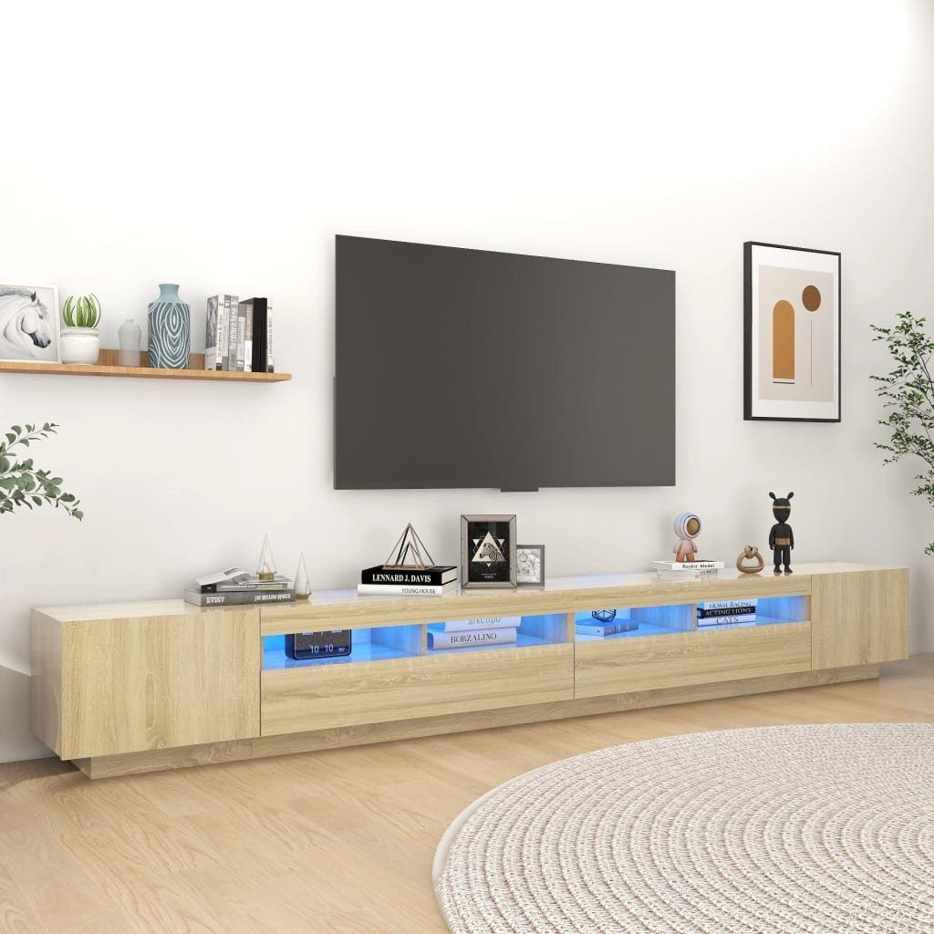 vidaXL TV-Schrank TV-Schrank mit LED-Leuchten Sonoma-Eiche 300x35x40 cm (1-St) Sonoma Eiche