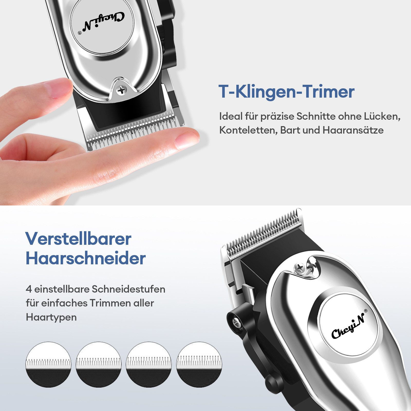 CkeyiN Haar- und Bartschneider Haarschneidemaschine Profi Haarschneider Barttrimmer-Set für Herren, mit LED-Anzeige Edelstahlklinge Lange Akkulaufzeit – Bild 5 von 5