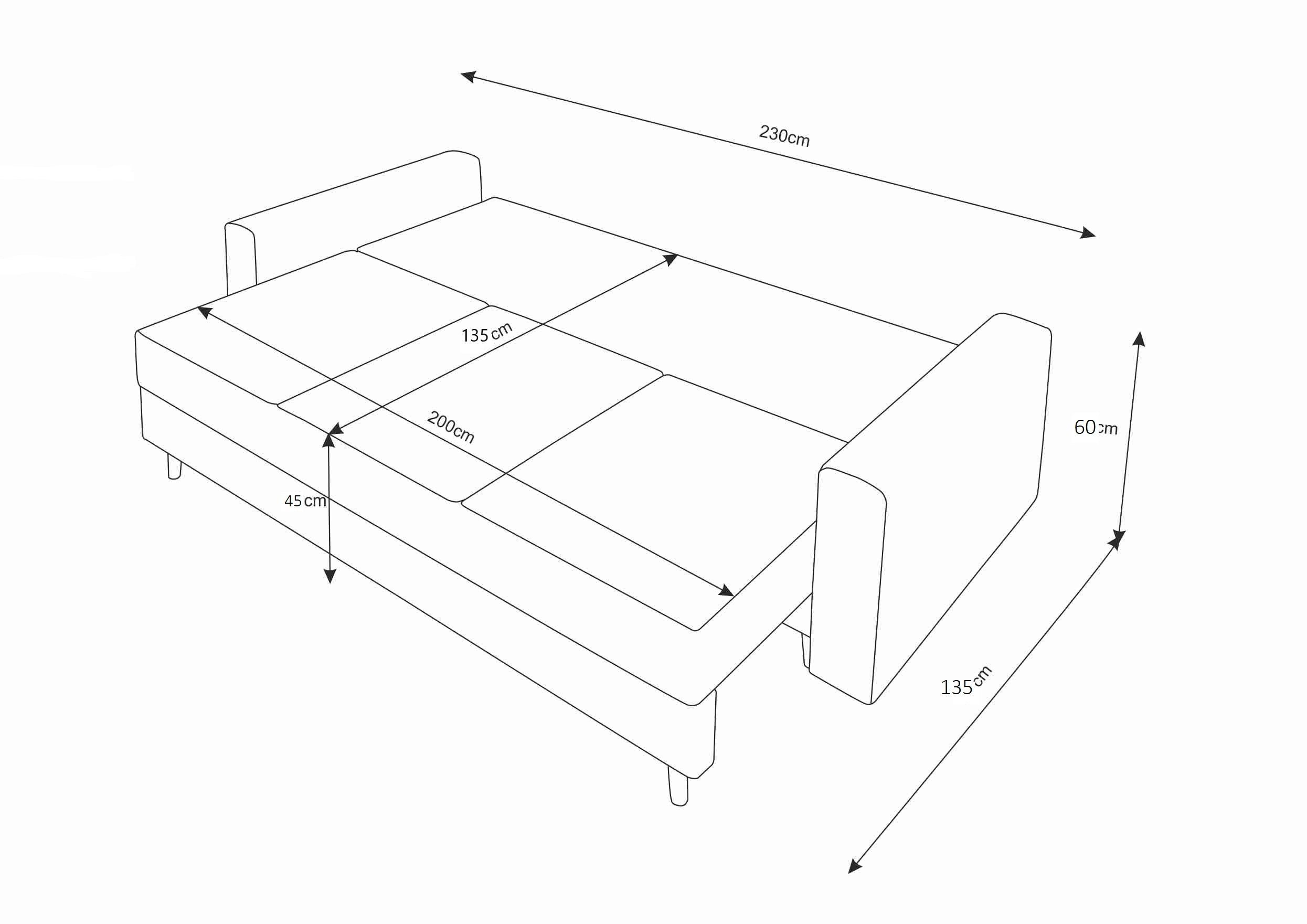 Carmen, Bettkasten, mit Bettfunktion, mit Sitzkomfort, 3-Sitzer Schlafsofa, Stylefy Modern Sofa, Design