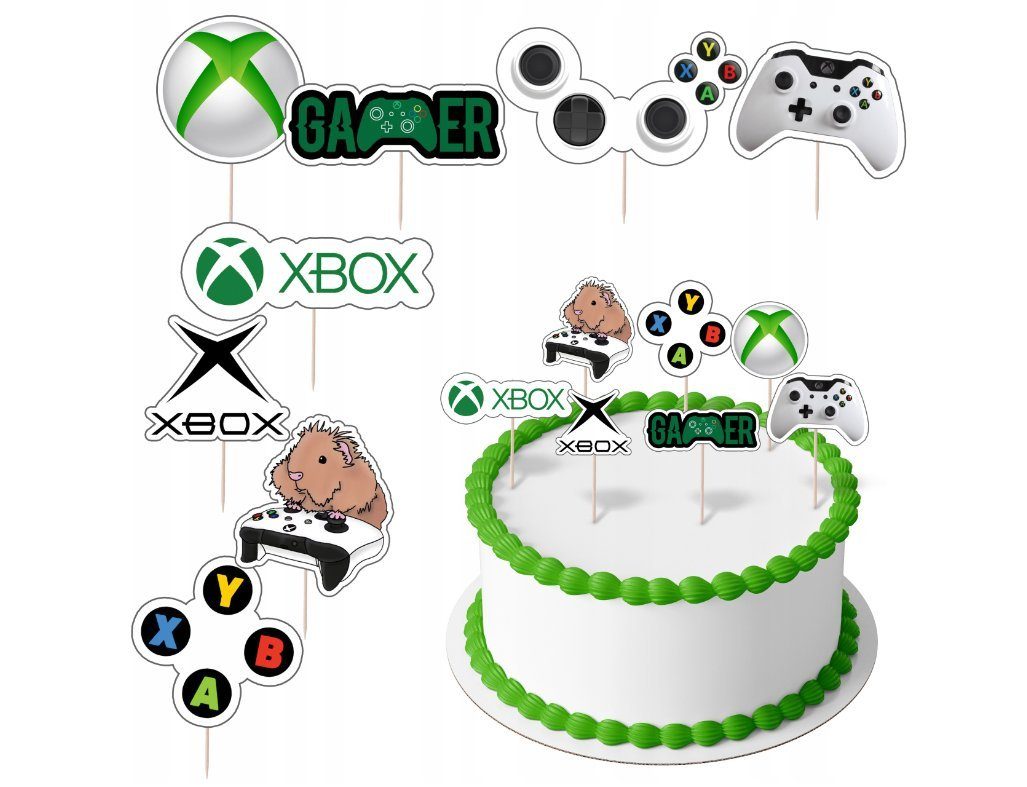 Festivalartikel Tortenstecker XBOX Topper Set 8 Stk Geburstag Torten Deko Kuchen Junge