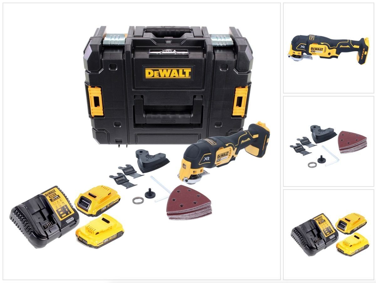 DeWalt Akku-Multifunktionswerkzeug DCS 355 D2 Akku Oszillierer Multitool 18 V Brushless + 2x Akku 2,0 Ah