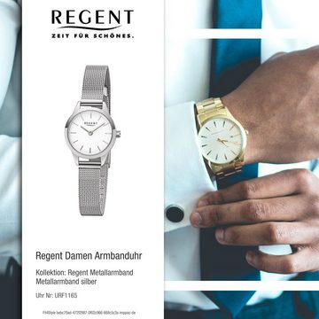 Regent Quarzuhr Regent Damen Uhr F-1165 Metall Quarz, (Analoguhr), Damen Armbanduhr rund, klein (ca. 18mm), Metallarmband