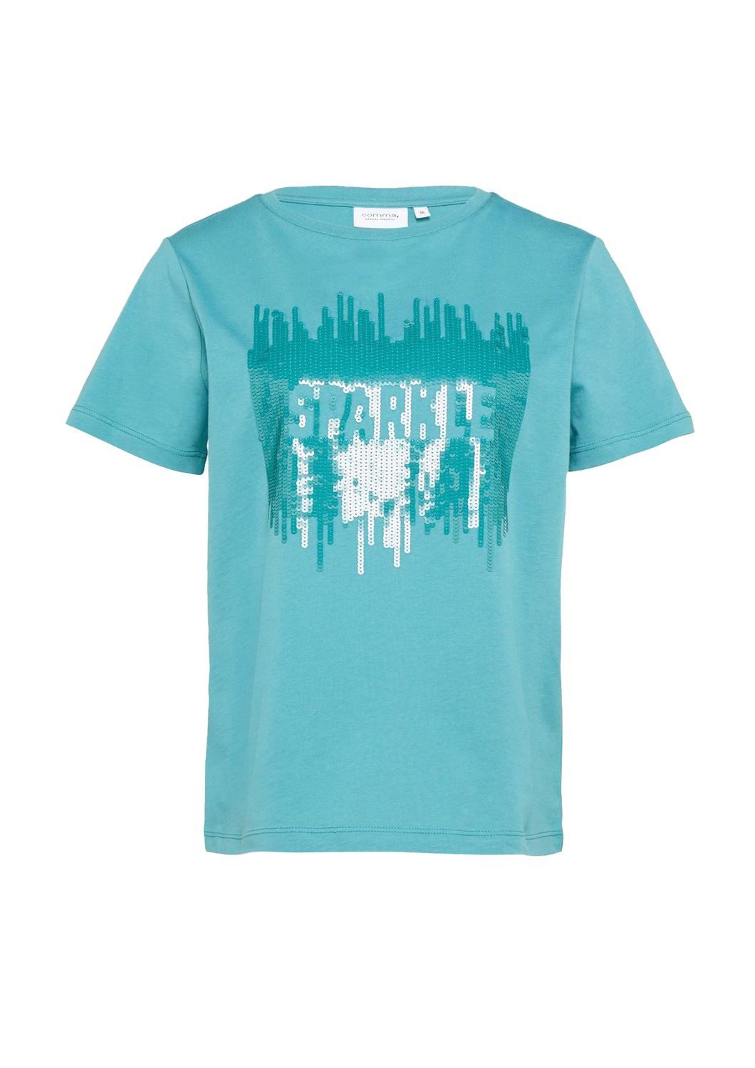 Comma T-Shirt Pailletten Rundhals-Ausschnitt, kurzarm, Regular günstig online kaufen