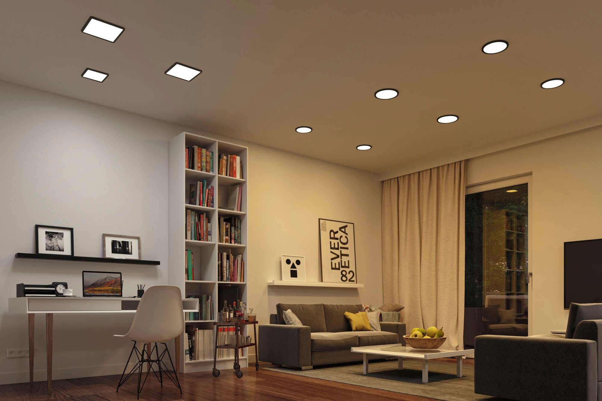IP44 ZigBee, Paulmann fest LED App Einbaupanel LED White Tageslichtweiß, 230x230mm Tunable eckig Areo Zigbee steuerbar, Einbauleuchte Schwarz Home integriert, VariFit dimmbar, LED Smart