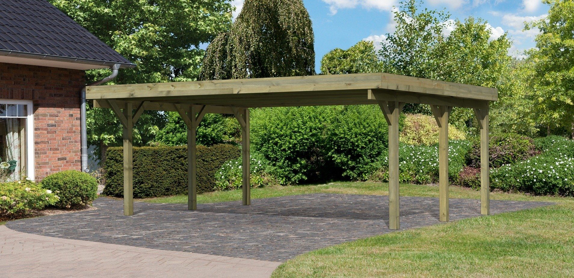 Doppelcarport Classic 1 Mit PVC Dacheindeckung