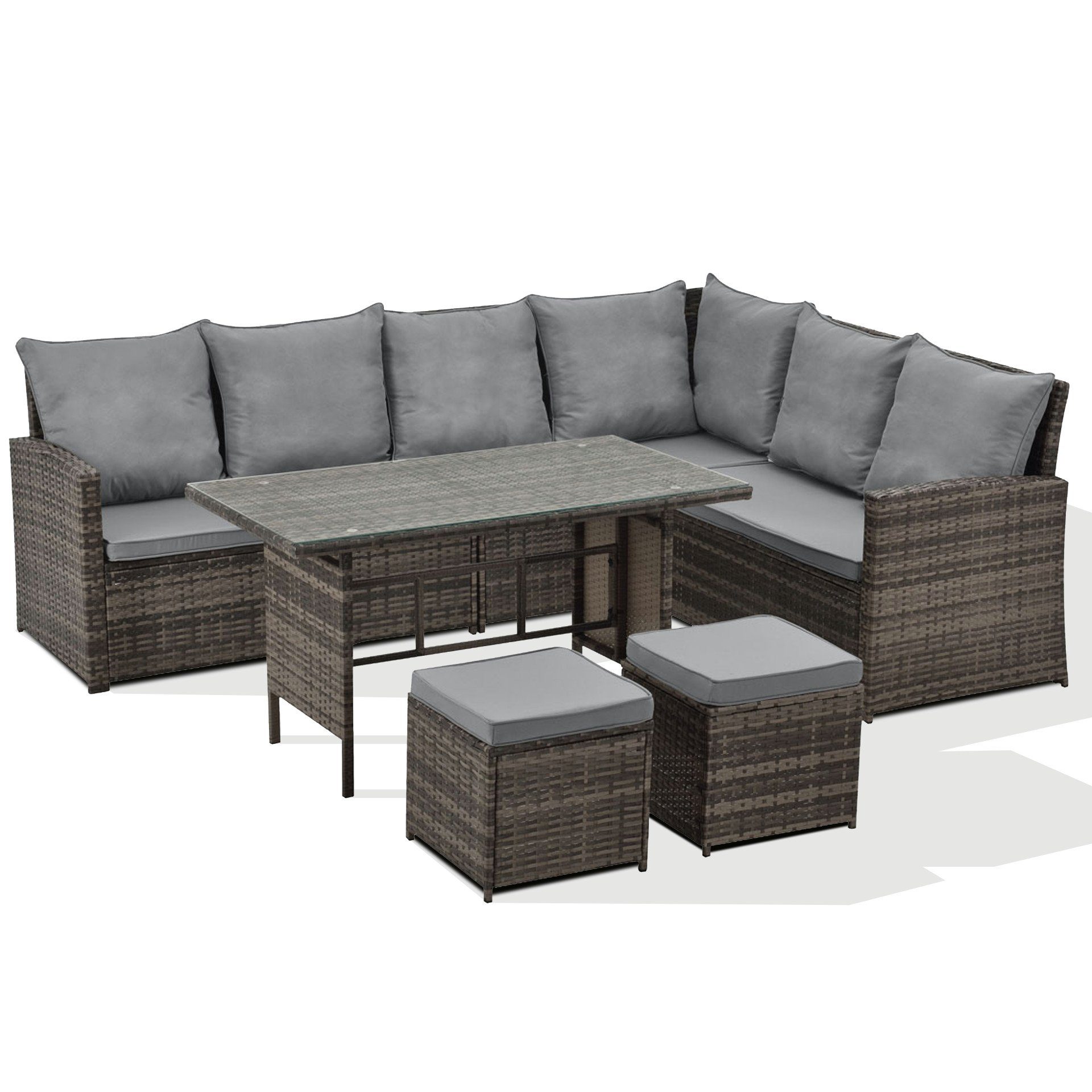 SVITA Loungeset MONROE, (Lounge-Set, 4-tlg., Gartenlounge), Garten-Lounge, Poly-Rattan, Sitzgruppe, Outdoor, Lounge-Möbel