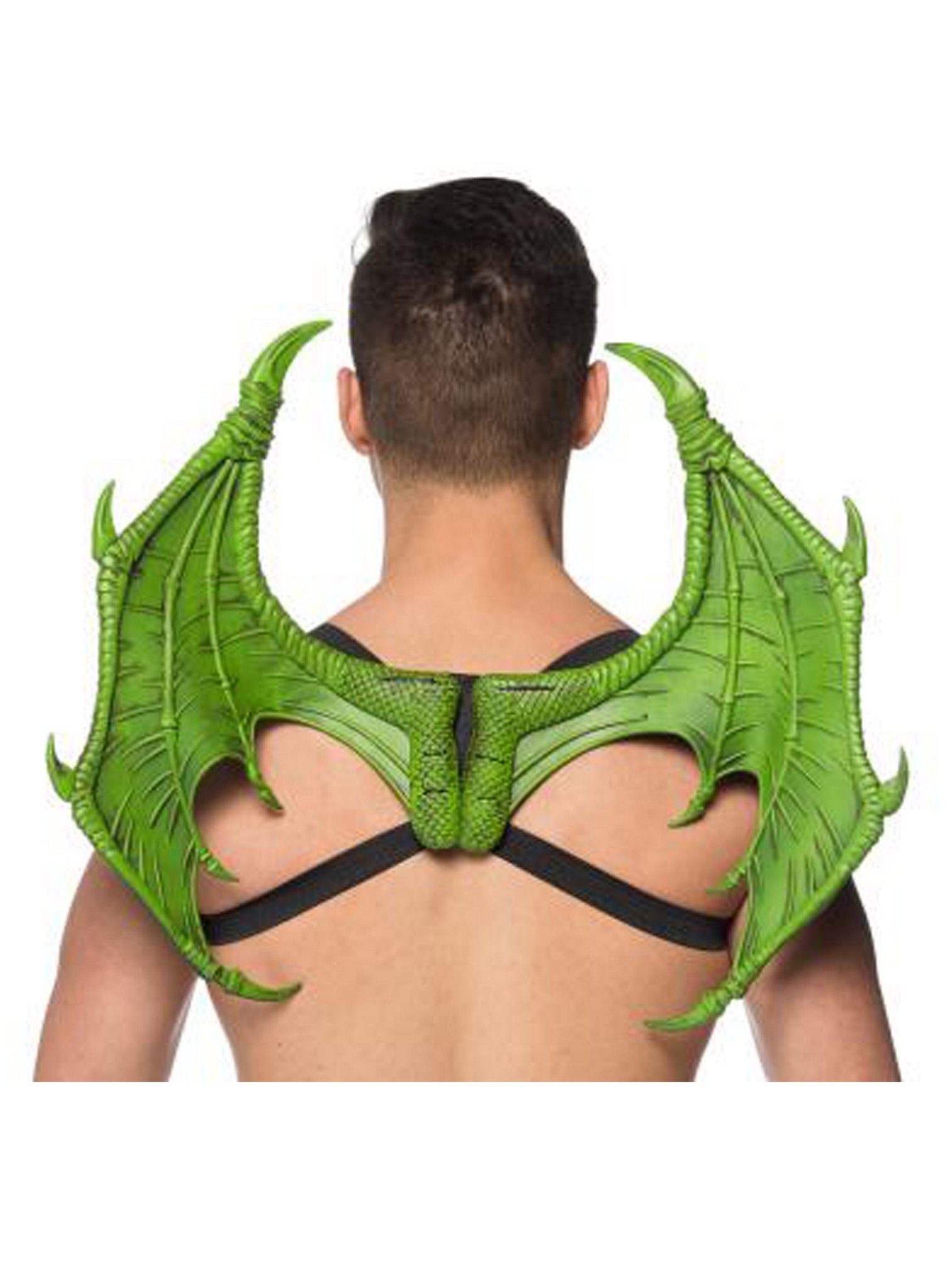 Metamorph Kostüm-Flügel Drachenflügel grün, Latex-Accessoire zum Umbinden