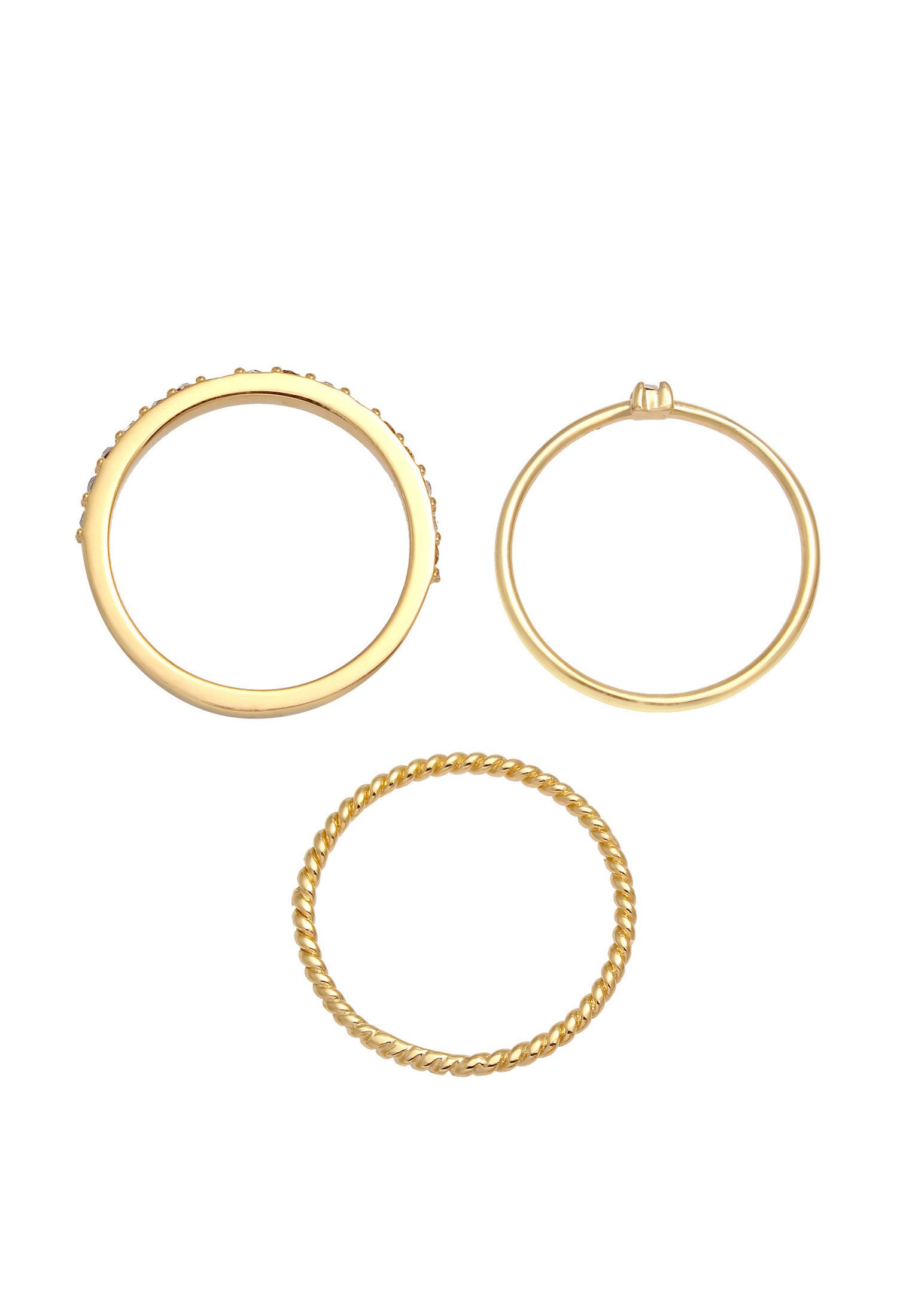 Elli Ring-Set Multi-Color Emaille 3er Set 925 Silber, mit Kristallen von Swarovski®, Ring Set