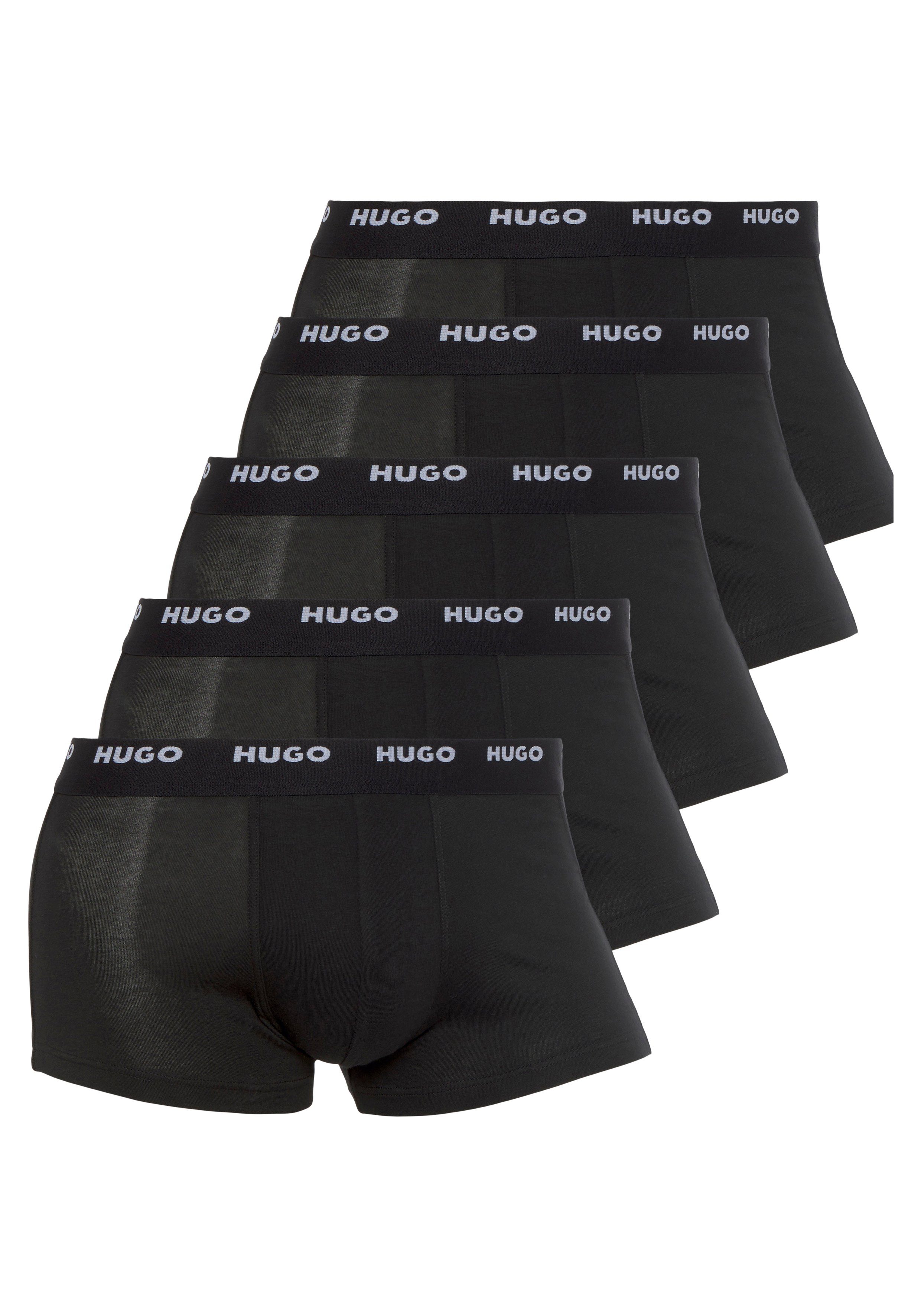 HUGO Herren Trunk – Unterhose Aus 95% Baumwolle, 5% Elasthan, Mit Logo-Bund, Kurze Beine