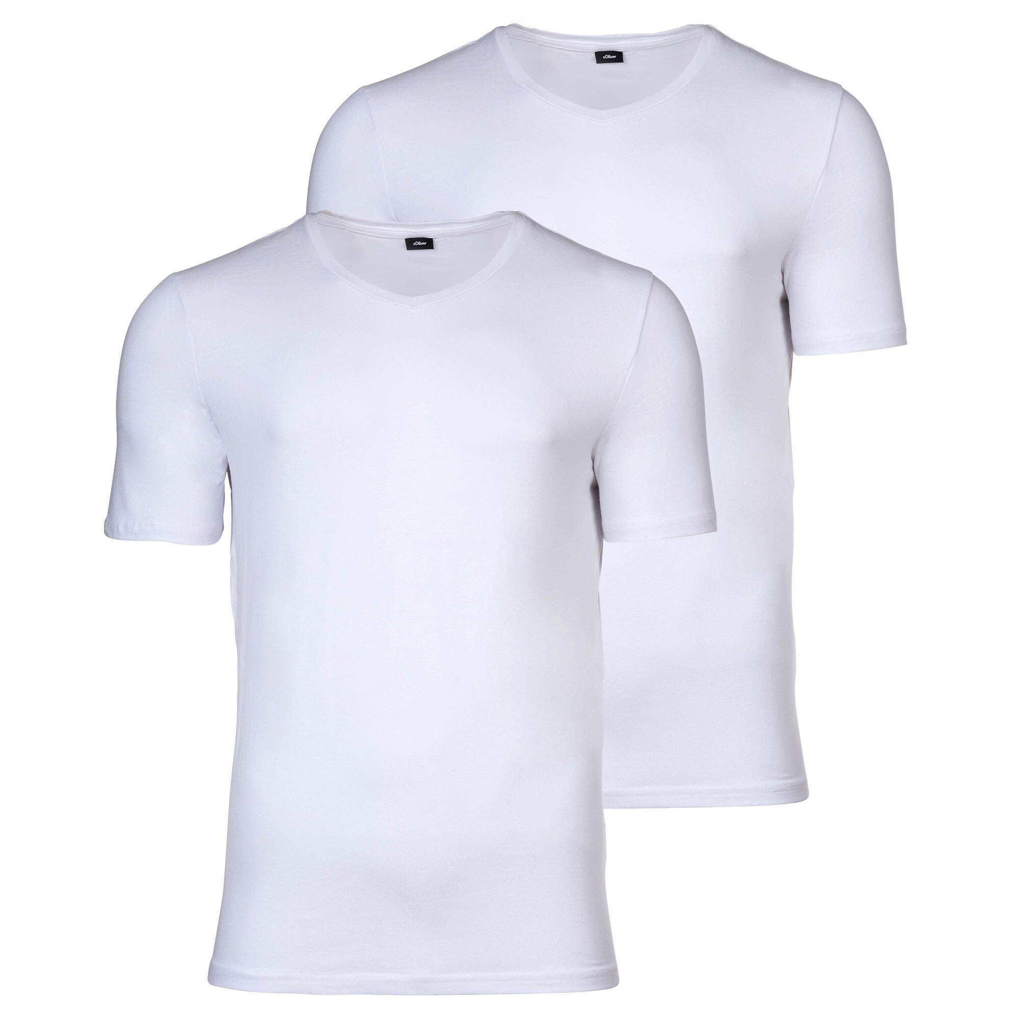 s.Oliver T-Shirt Herren T-Shirt, 2er Pack - Basic, V-Ausschnitt Weiß | V-Shirts