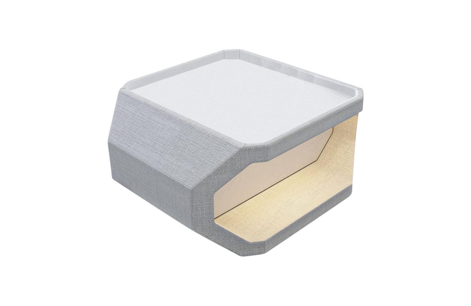 Sofa Dreams Couchtisch Asti, Strukturstoff Bezug in Macchiato, Akzentfarbe Kunstleder Weiß