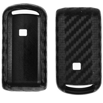 mt-key Schlüsseltasche Autoschlüssel Softcase Silikon Schutzhülle im Carbon Look, für Mitsubishi ASX Pajero Outlander Eclipse L200 Lancer KEYLESS