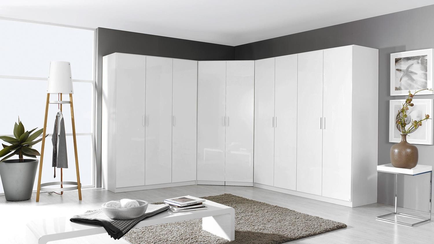 rauch BLUE Eckkleiderschrank Eck-Kleiderschrank 2 Celle ca. 253x298 cm weiß hochglanz