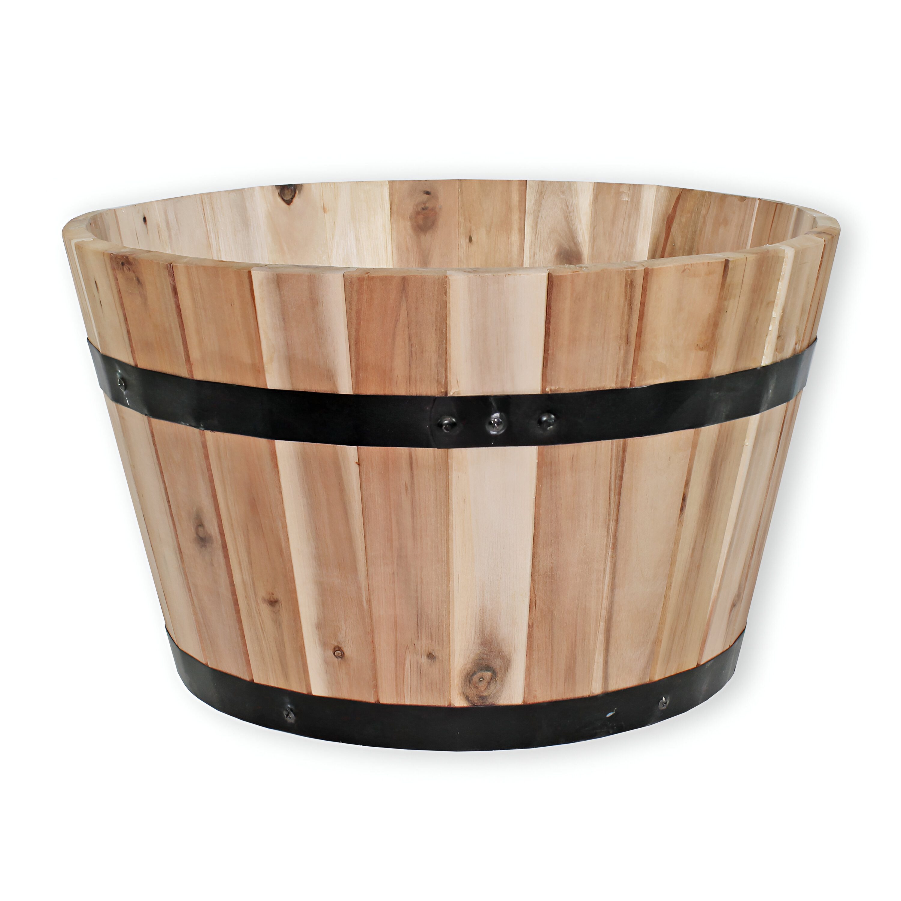 colourliving Pflanzkübel Pflanzkübel aus Akazienholz – Rundes Holzfass natur (1 St), in 2 Versionen verfügbar: 46 cm und 53 cm