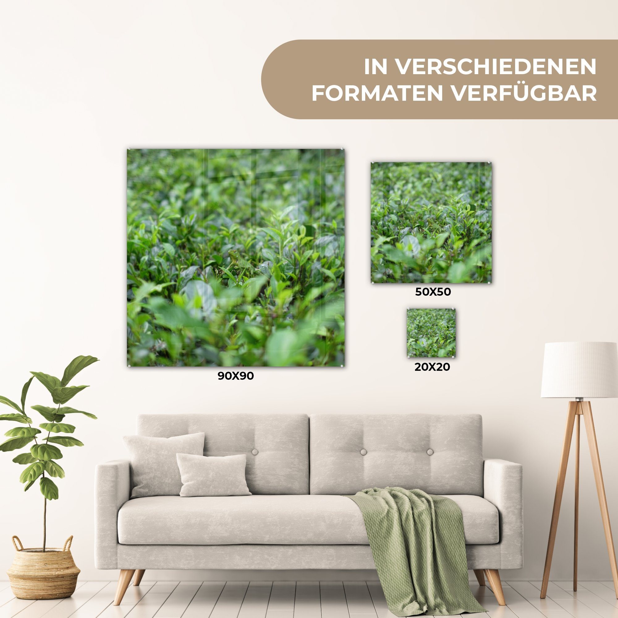 - Wandbild Glas Glasbilder Glas - Bilder auf tropischem auf Grünpflanzen auf (1 St), Foto Acrylglasbild - MuchoWow Boden, Wanddekoration