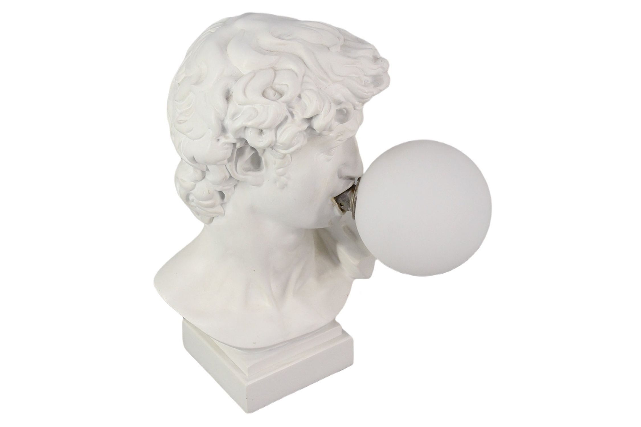 Licht-Erlebnisse Nachttischlampe HANKO, ohne Leuchtmittel, Weiß 29 cm hoch Büste Polyresin Kunststoff G9 Deko Statue