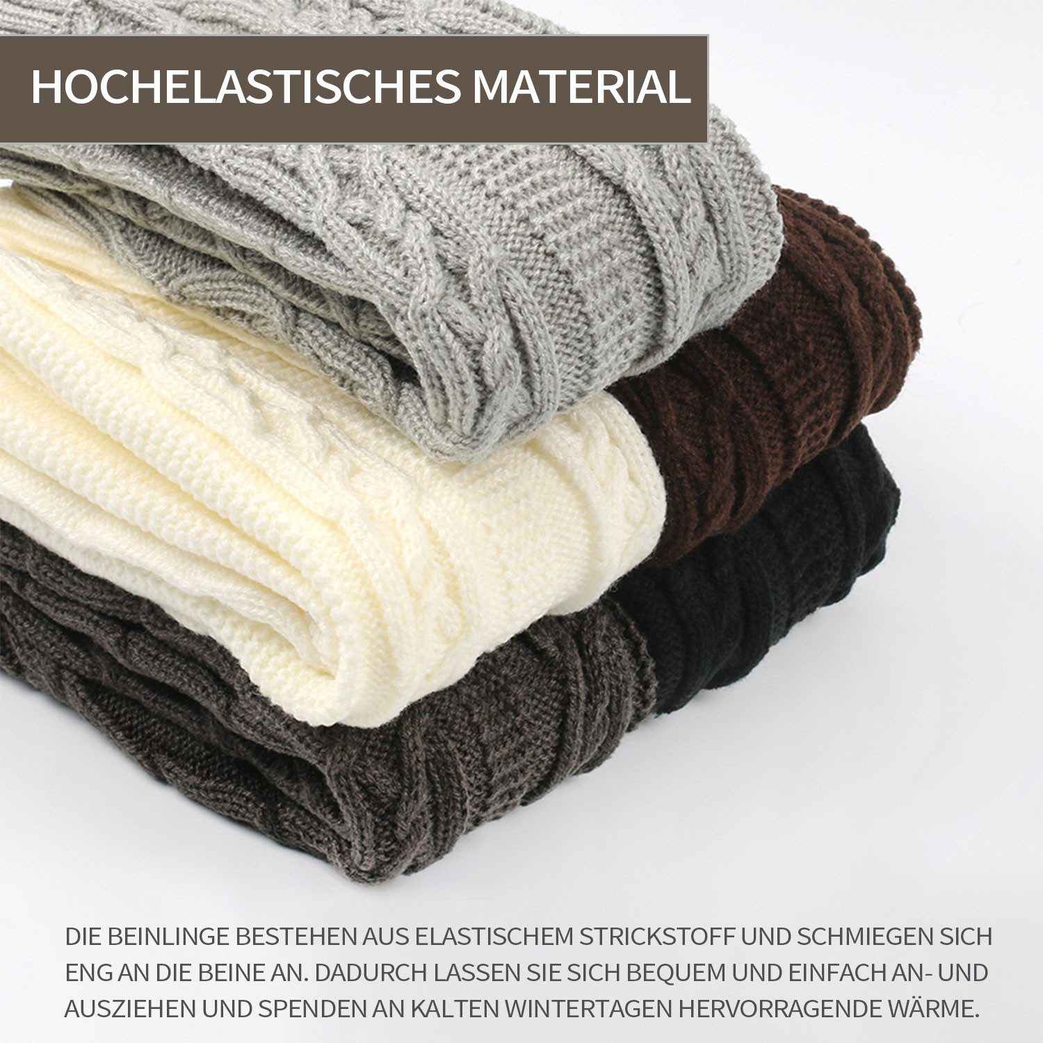 Refttenw Beinstulpen 2 Paare Gestrickter Beinwärmer Stulpe Leg 39x9cm mit Zopfmuster