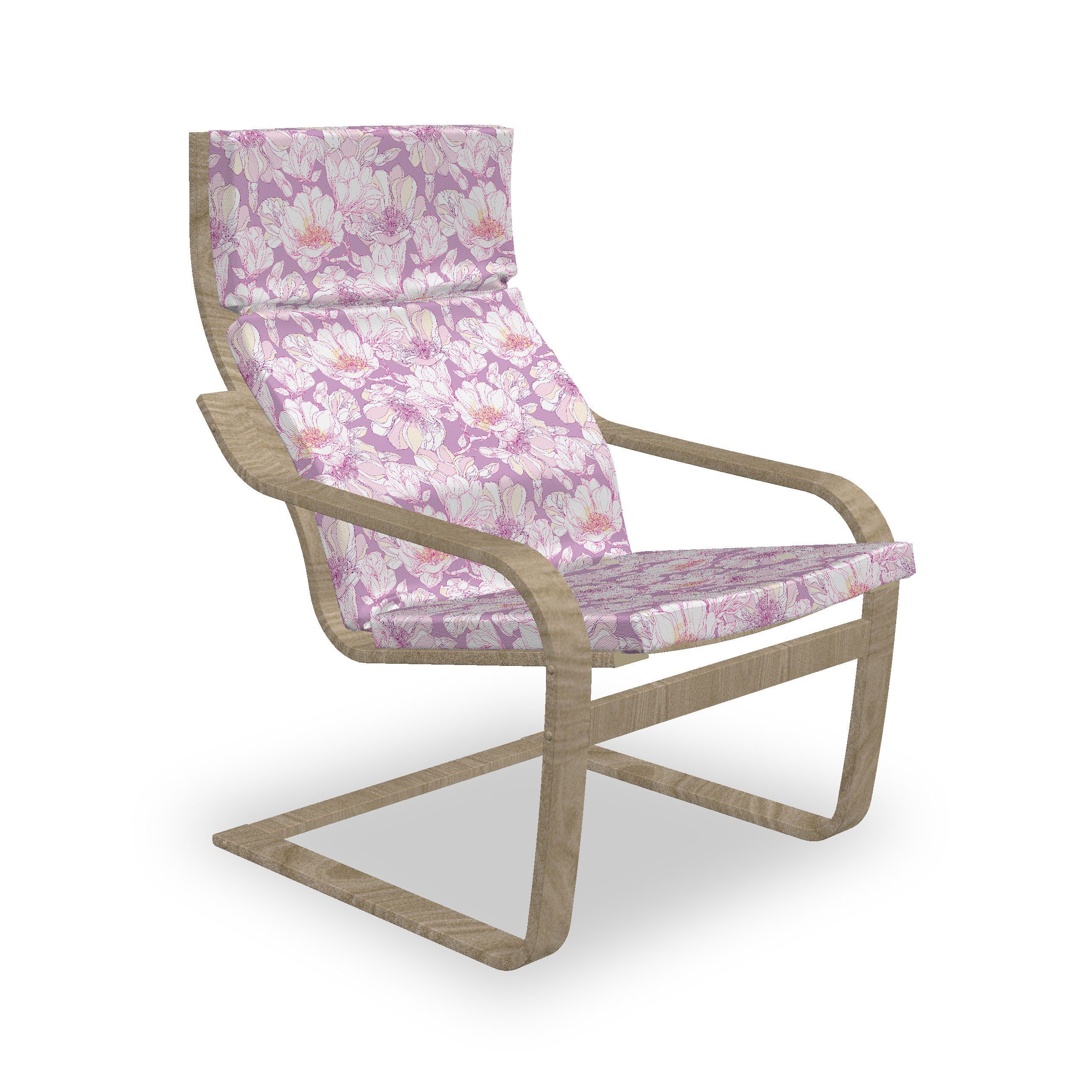 Hakenschlaufe mit Stuhlkissen mit Sitzkissen und Abakuhaus Stuhlkissen Reißverschluss, Magnolie Pastellblumen-Blüte