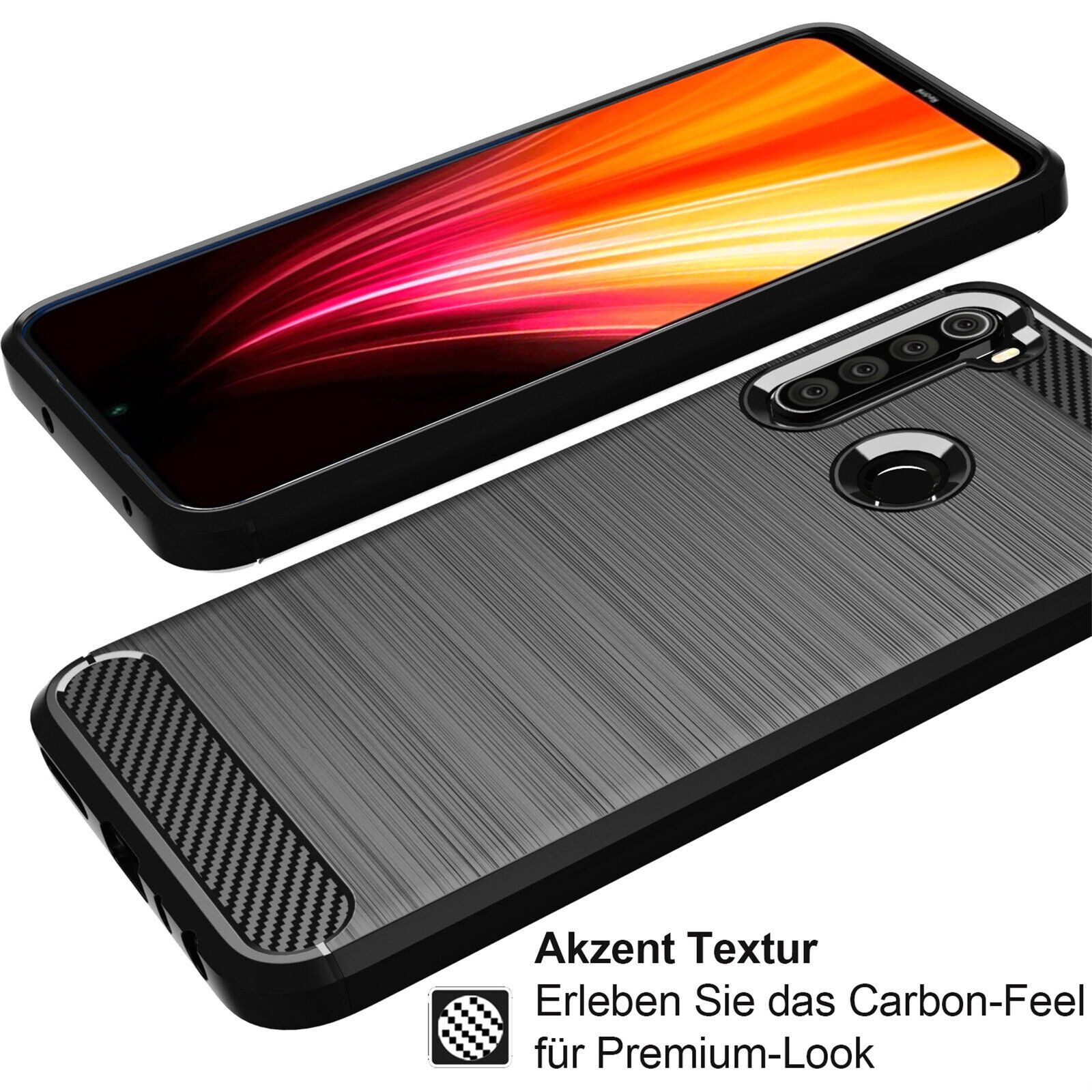 betterfon Smartphone-Hülle Handytasche Carbon Hülle für Xiaomi Redmi Note Back Cover TPU Case, Stoßfeste 3-Lagen-Panzerung & millimetergenauer Passform
