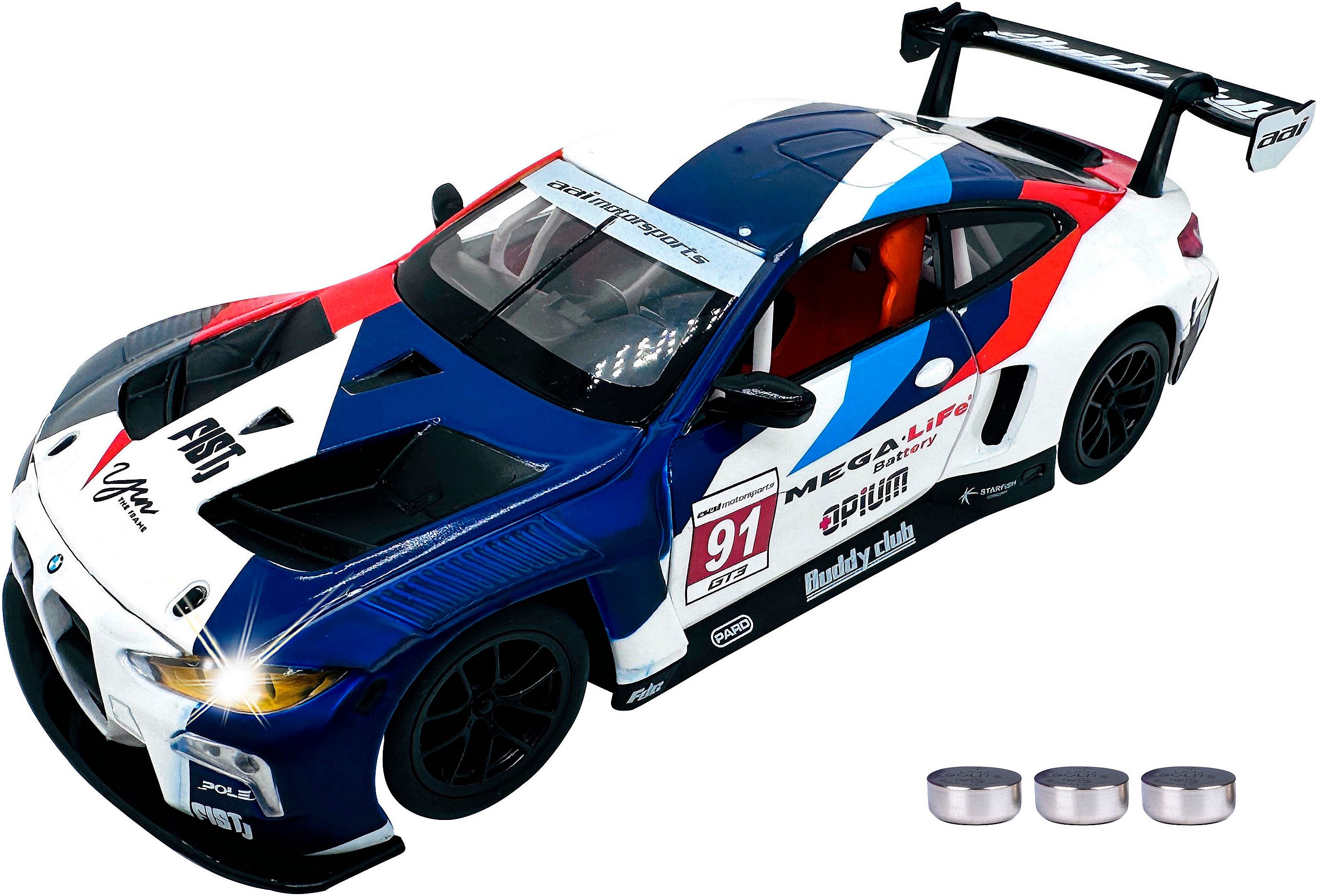 Jamara Spielzeug-Auto Diecast, BMW M4 GT3 inklusive Batterien, LED Licht; Maßstab 1:24