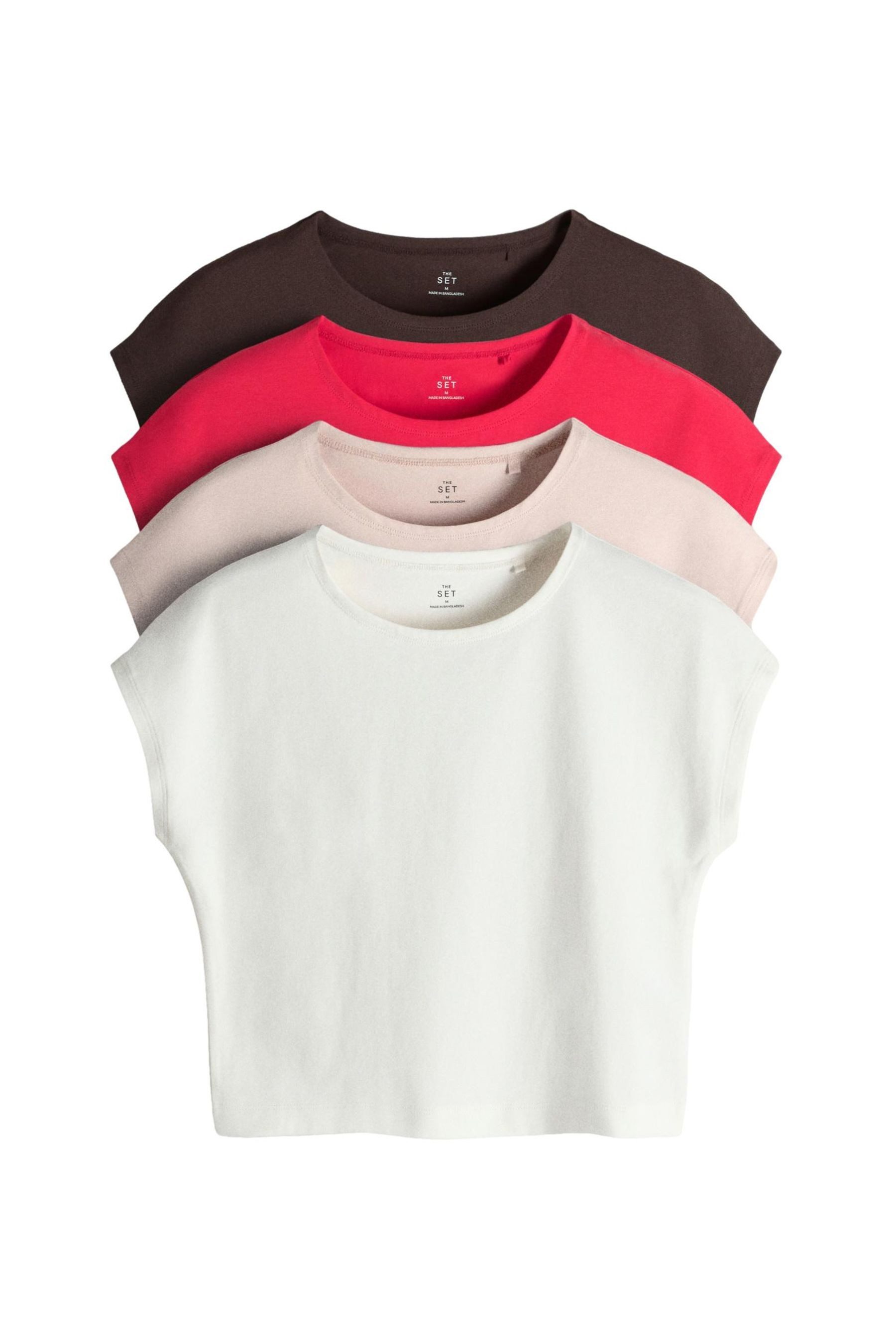 The Set T-Shirt The Set Kurztops mit nahtlosen Ärmeln, 4er-Pack (4-tlg)