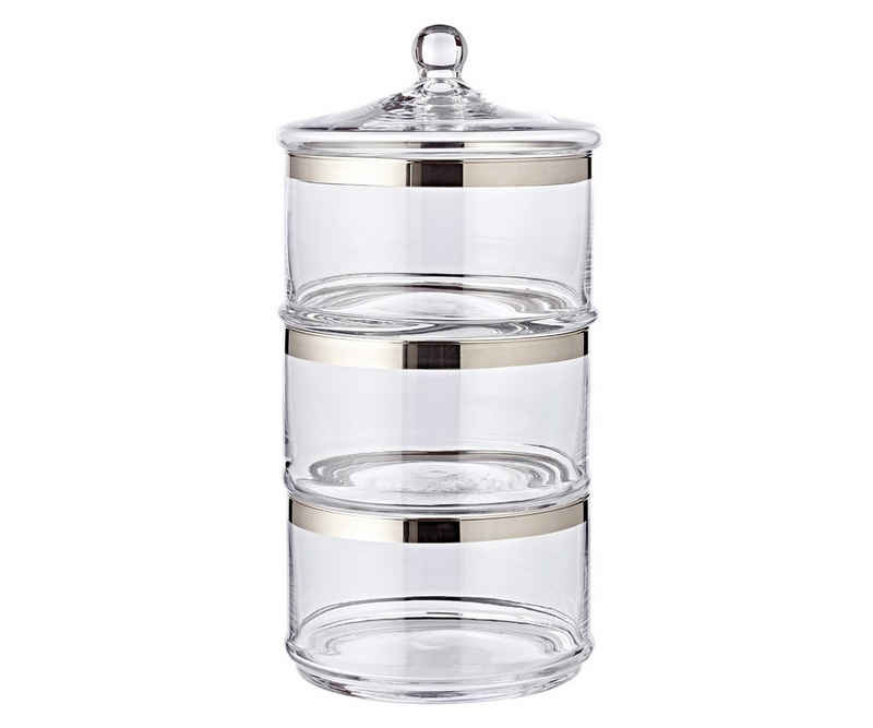 EDZARD Vorratsglas »Vigo«, Kristallglas, 3-stöckig, Bonboniere, Bonbonglas mit Platinrand & Deckel, Ø 19,5 cm
