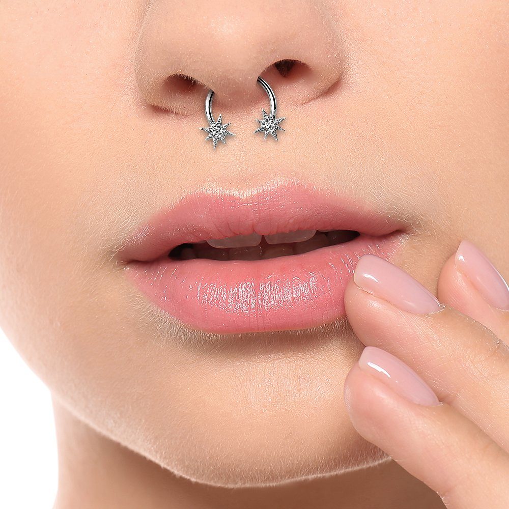 Taffstyle Piercing-Set Lippen Ohr Hufeisen Kristall Sterne Labret, Piercing günstig online kaufen