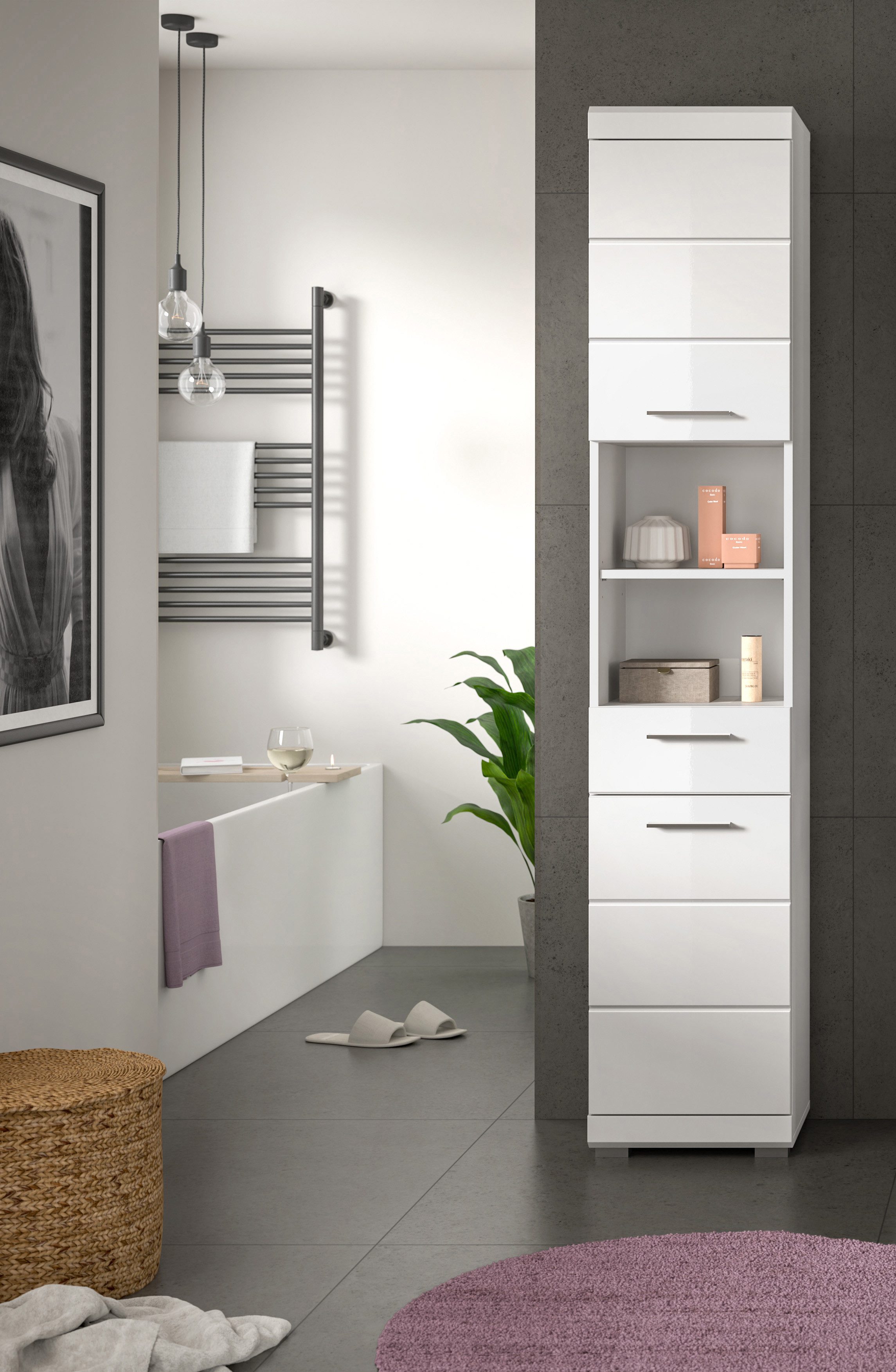 INOSIGN Hochschrank SIENA, Breite 37cm, 2 Tür, 1 Schubkasten, 2 offene Fäch günstig online kaufen