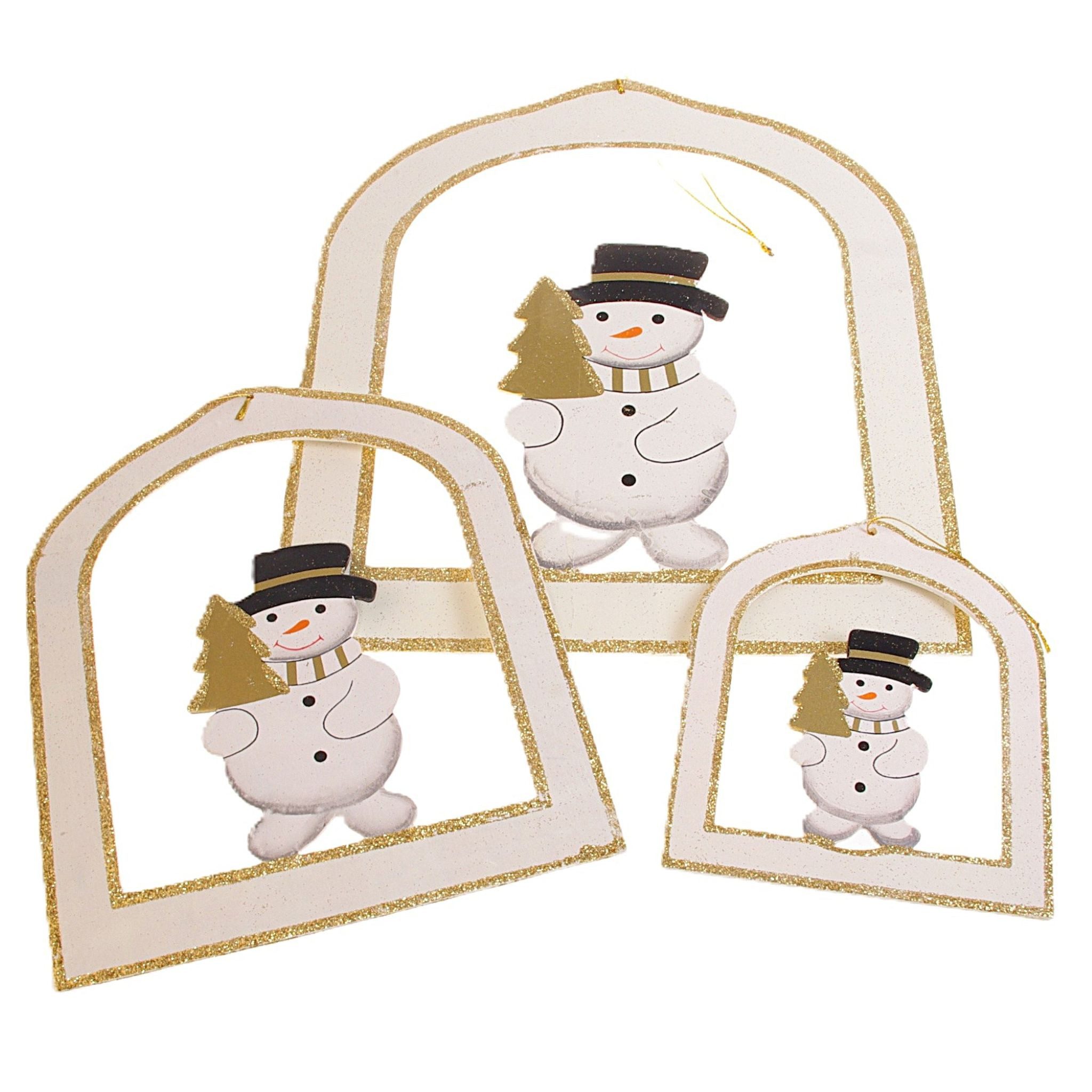 Deko AS Schneemann Weihnachtsdeko Hänger-Set Schneemann - Creme-Gold - 3 Stück - 3384 02 (3 St., Dekoset in verschiedenen Größen)
