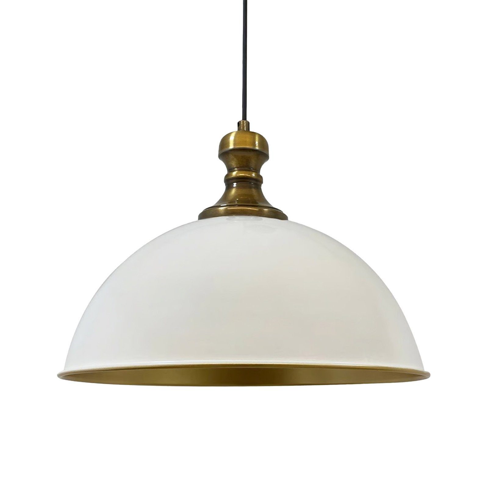 Bamyum Pendelleuchte Pendelleuchte Industrielle Hängelampe Weiß Holz Metall Groß Ø 40 cm, ohne Leuchtmittel