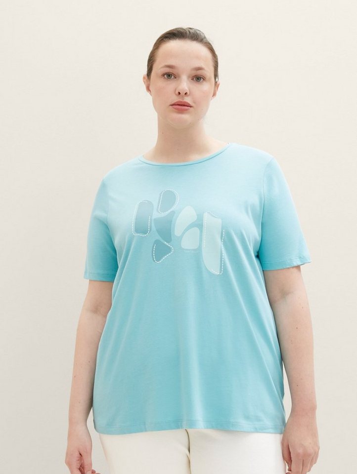 TOM TAILOR PLUS T-Shirt Plus - T-Shirt mit Print, Unser Model ist 180 cm  groß und trägt Größe 46