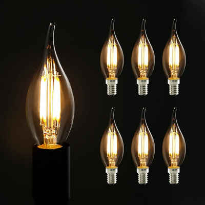 ZMH LED-Leuchtmittel 6X Glühbirne E14 4W Retro Dekorative Kerzenbirne C35L Warmweiß Antike, E14, 6 St., 3000k, Nicht Dimmbar