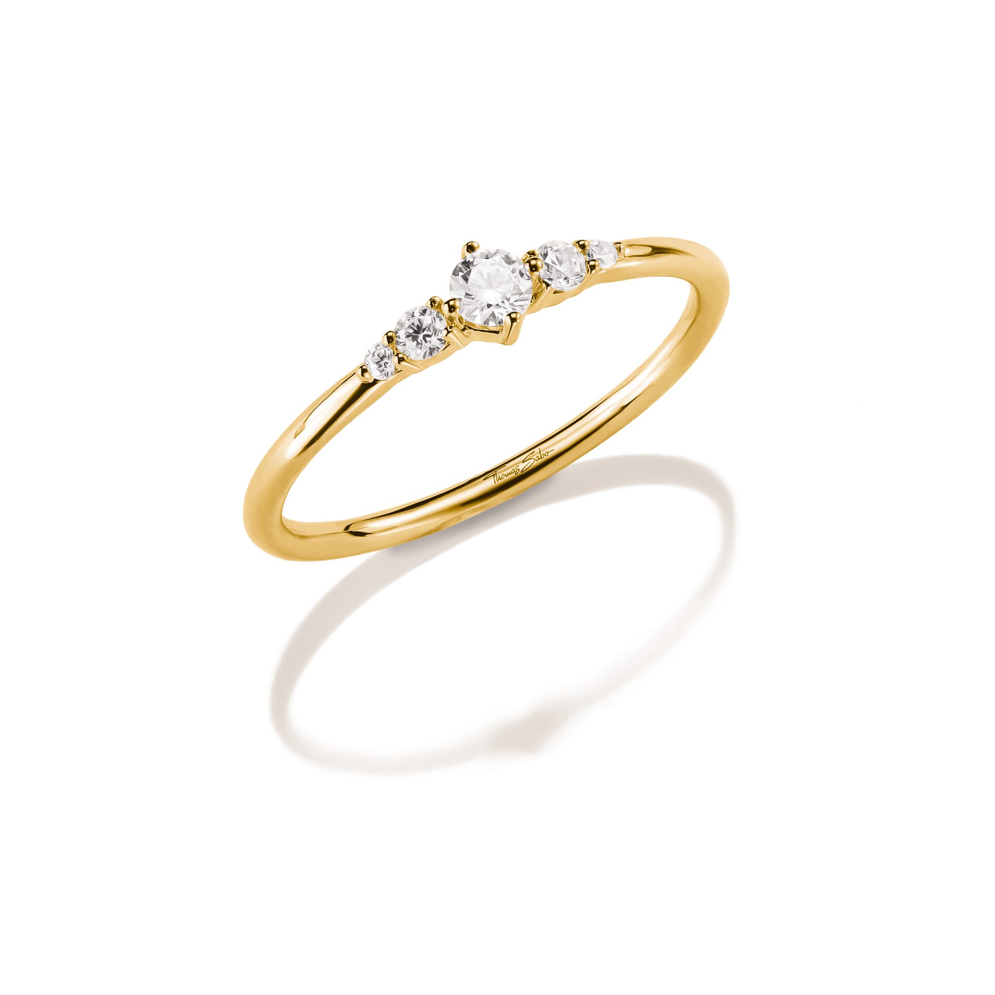 THOMAS SABO Fingerring Ring mit Zirkoniasteinen gelbgoldfarben, mit Zirkonia (synth)