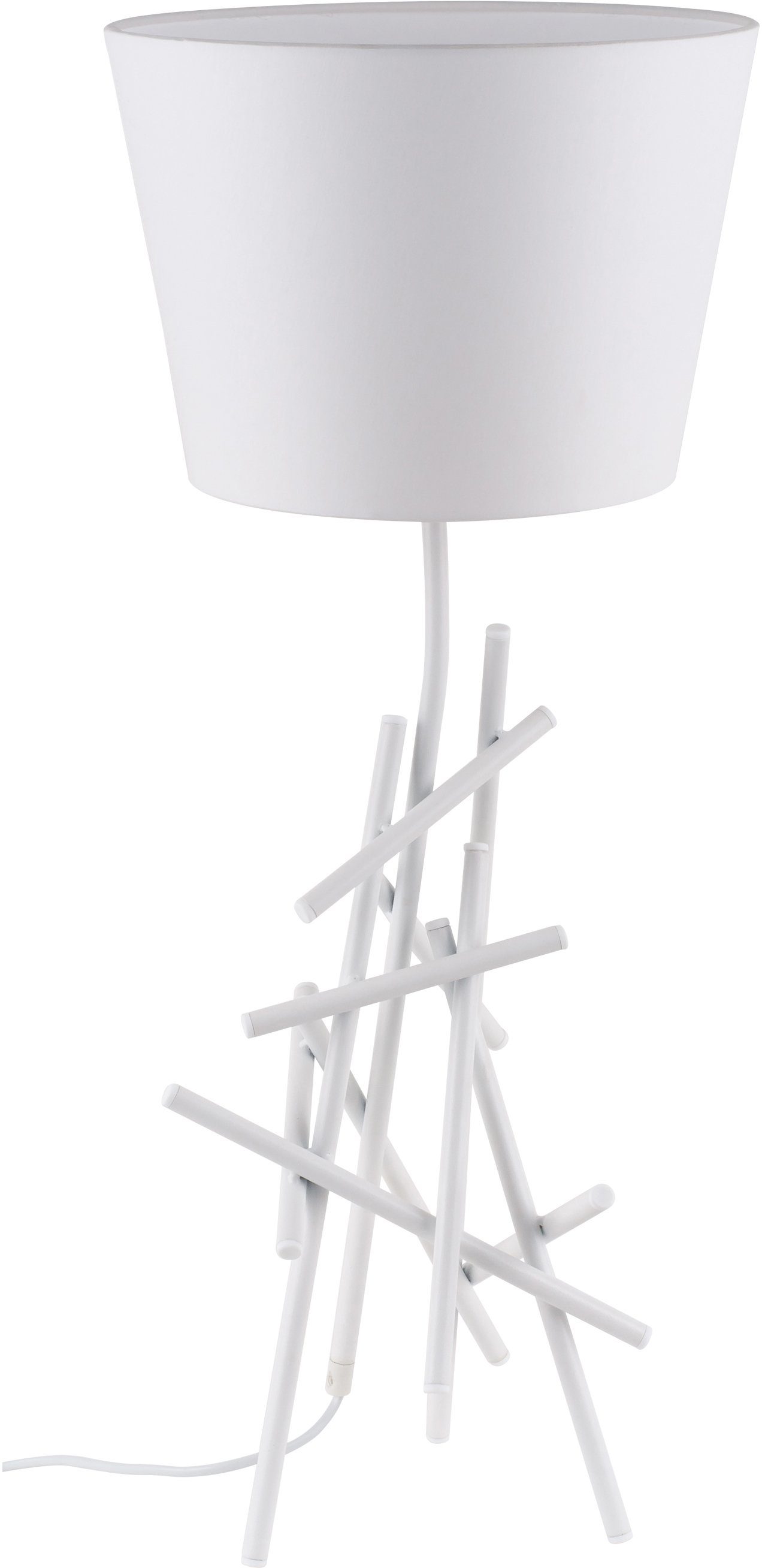 Stoffschirm, flexiblem SPOT weiß Tischleuchte Leuchtmittel, mit Light GLENN, Metall, aus ohne Design originelles