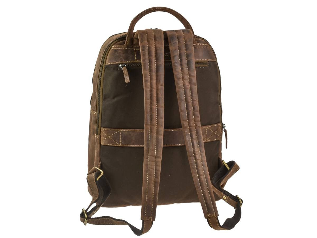 Greenburry Notebookrucksack "Vintage" Leder Rucksack 33x43cm antikbraun, Rucksack, Freizeitrucksack, Business mit Notebookfach