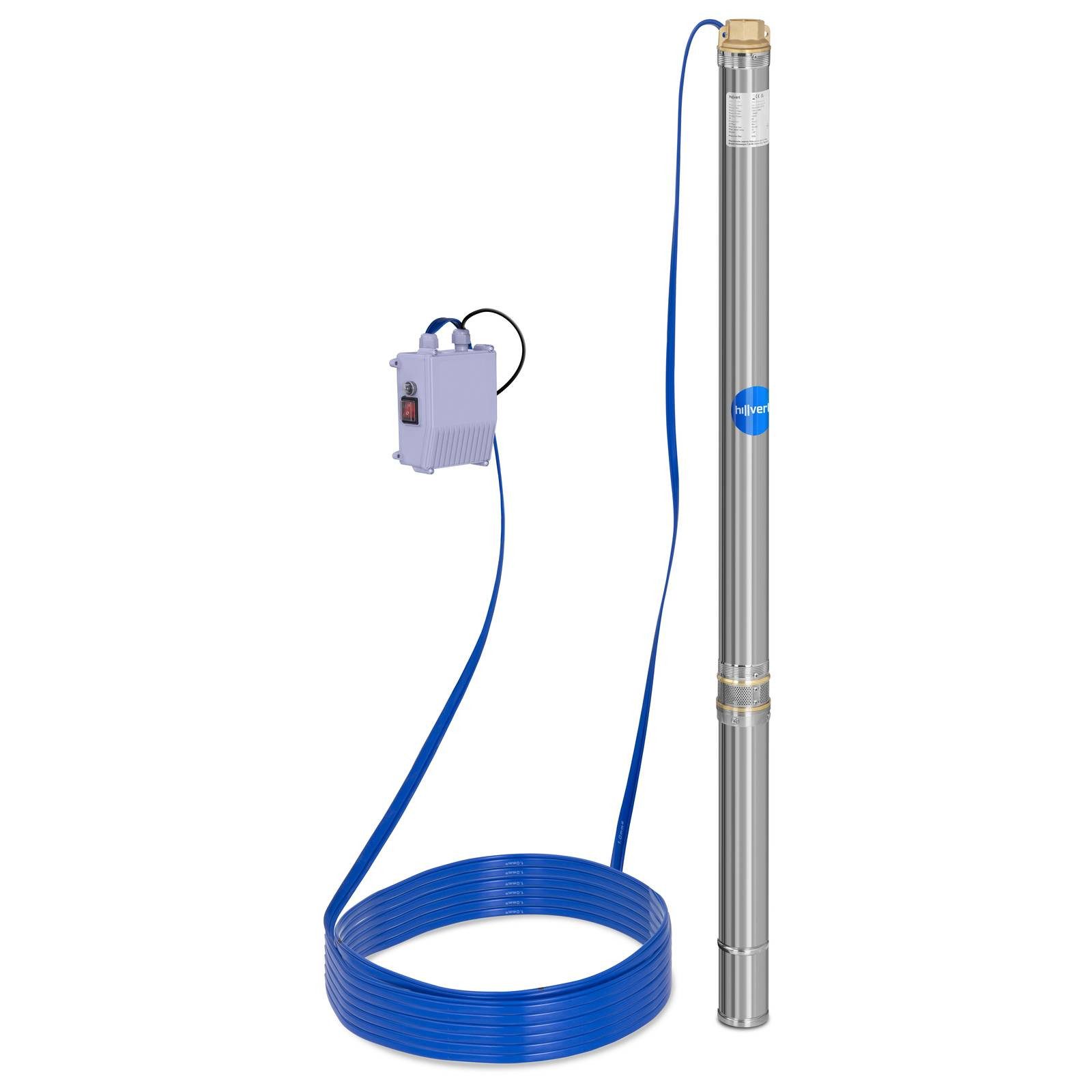 Hillvert Tiefbrunnenpumpe 3.800 l/h Brunnenpumpe Tauchpumpe 750 W Förderhöhe 85 m Kabel 20 m
