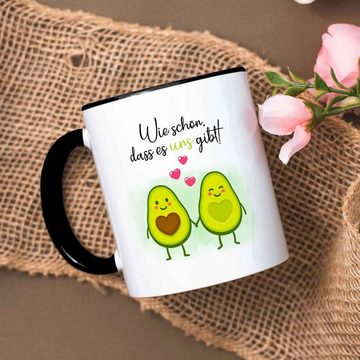 GRAVURZEILE Tasse mit Spruch - Avocado Love - Geschenk für Paare, Keramik, Farbe: Schwarz & Weiß