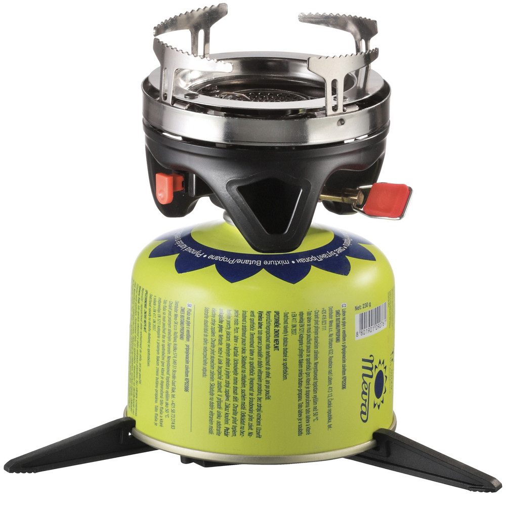 PrimeVal Gaskocher Kochsystem Trekkingset, (Spar-Set, 1-St., 1,1 L kompakt), Trinkbecher-System, Piezozündung, Wärmetauscher, kompakt