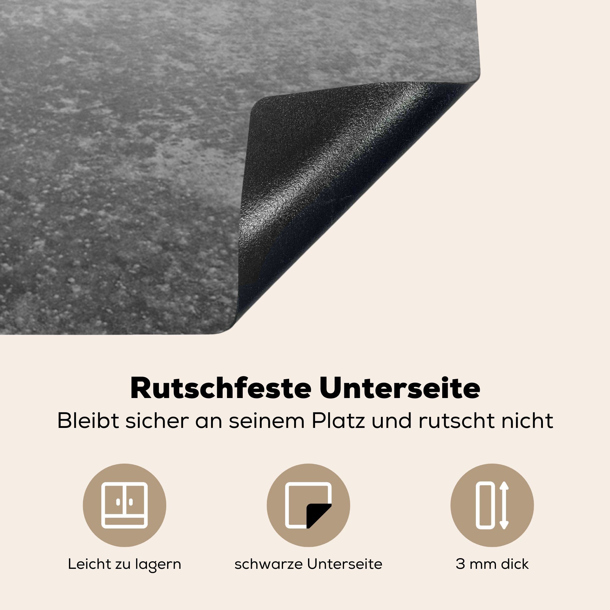 Strand küche Ceranfeldabdeckung, (1 Arbeitsplatte Schwarz Vinyl, - Meer Weiß, 78x78 für Herdblende-/Abdeckplatte cm, - tlg), MuchoWow -