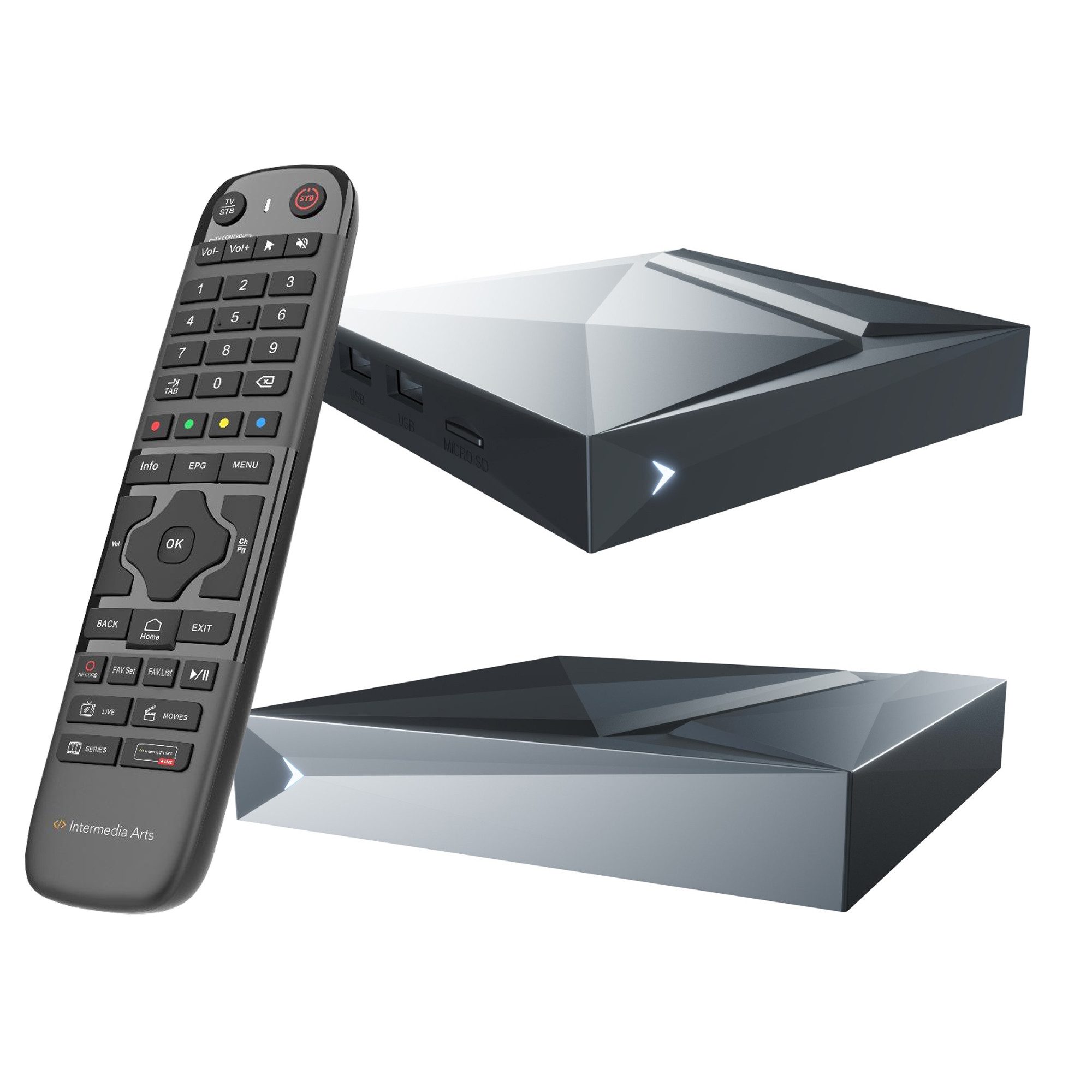 Intermedia Arts Streaming-Box Intermedia Arts V12 Android 11 Box 4K UHD, BT Fernbedienung
